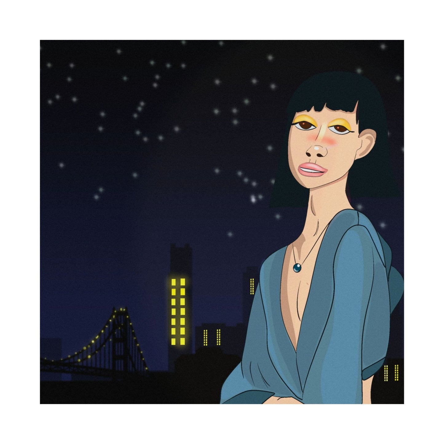 Take This Pic for Me (Poster) - A matte horizontal art poster that captures a quiet, late-night city mood (View 12)
