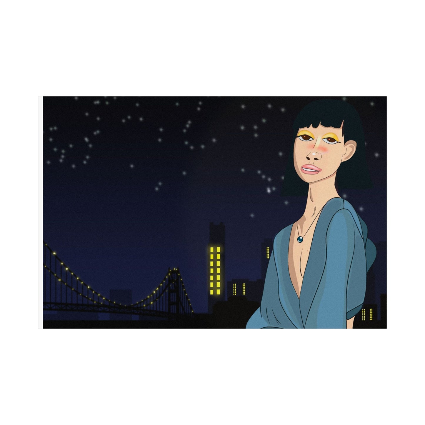 Take This Pic for Me (Poster) - A matte horizontal art poster that captures a quiet, late-night city mood (View 7)