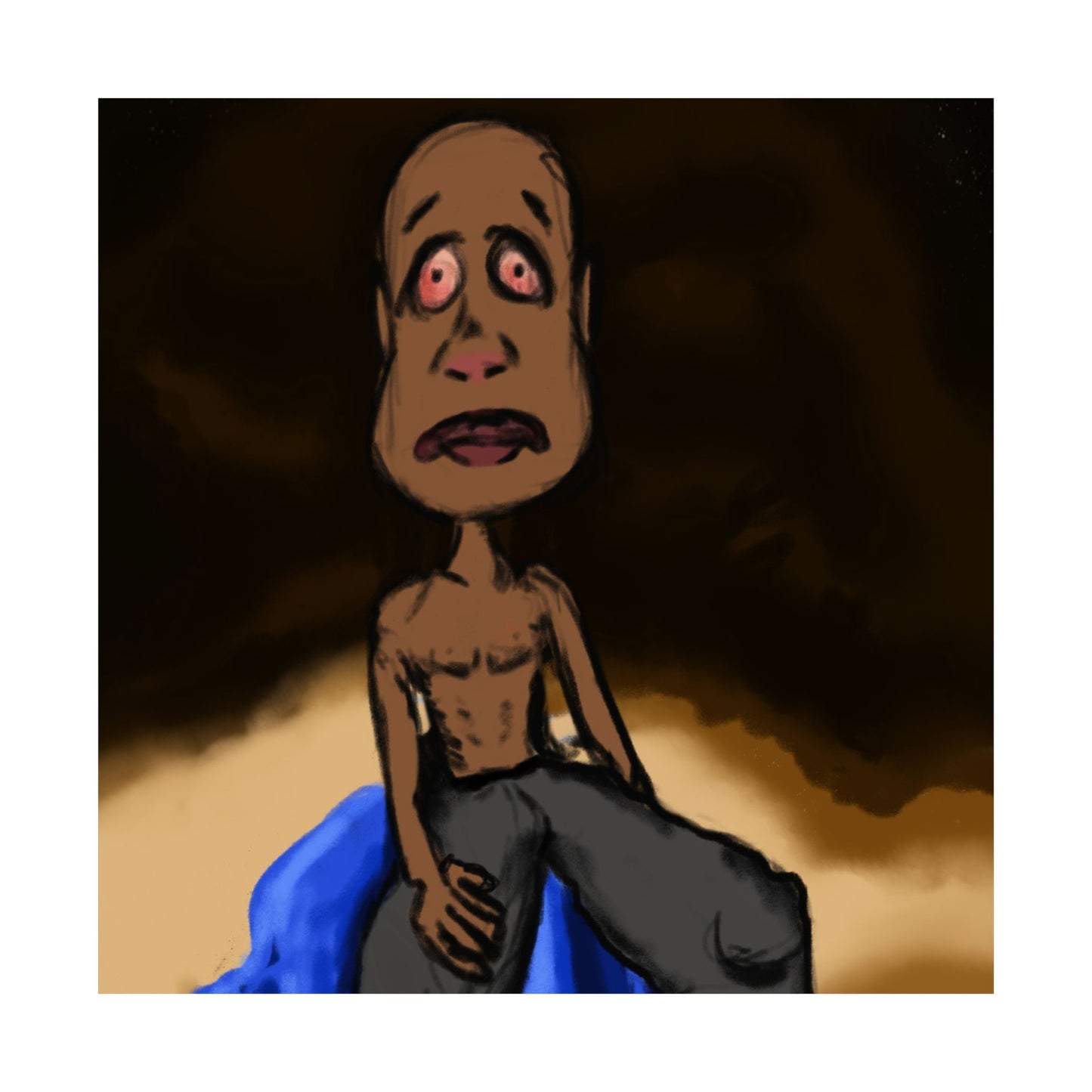 Despair at the Well (Poster) - This matte vertical poster captures a raw, unsettling moment—an expressive figure caught between exhaustion and revel... (View 41)