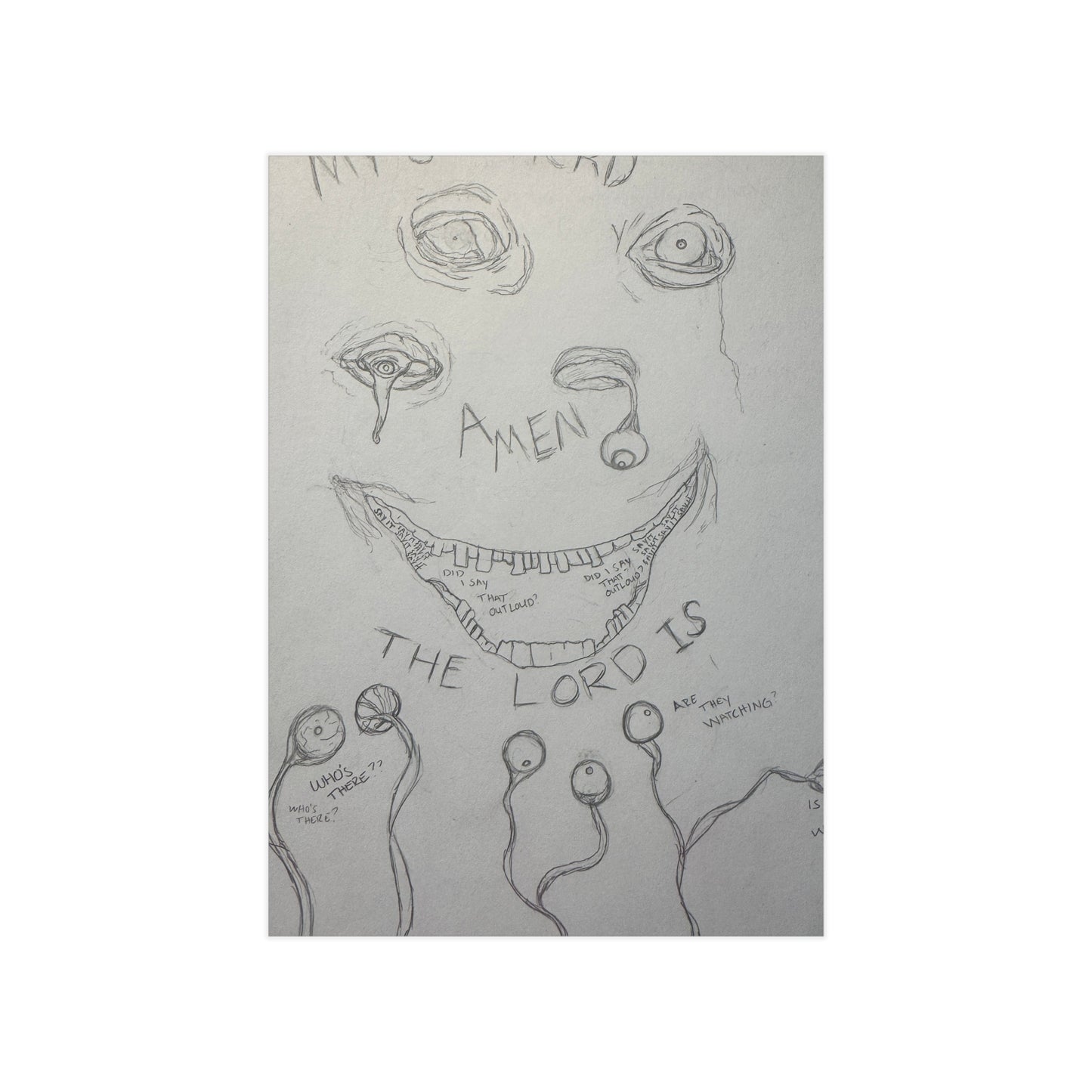Omniscience (Paper products) - A moody, hand-drawn unframed print that carries a raw, sketchbook energy (View 4)