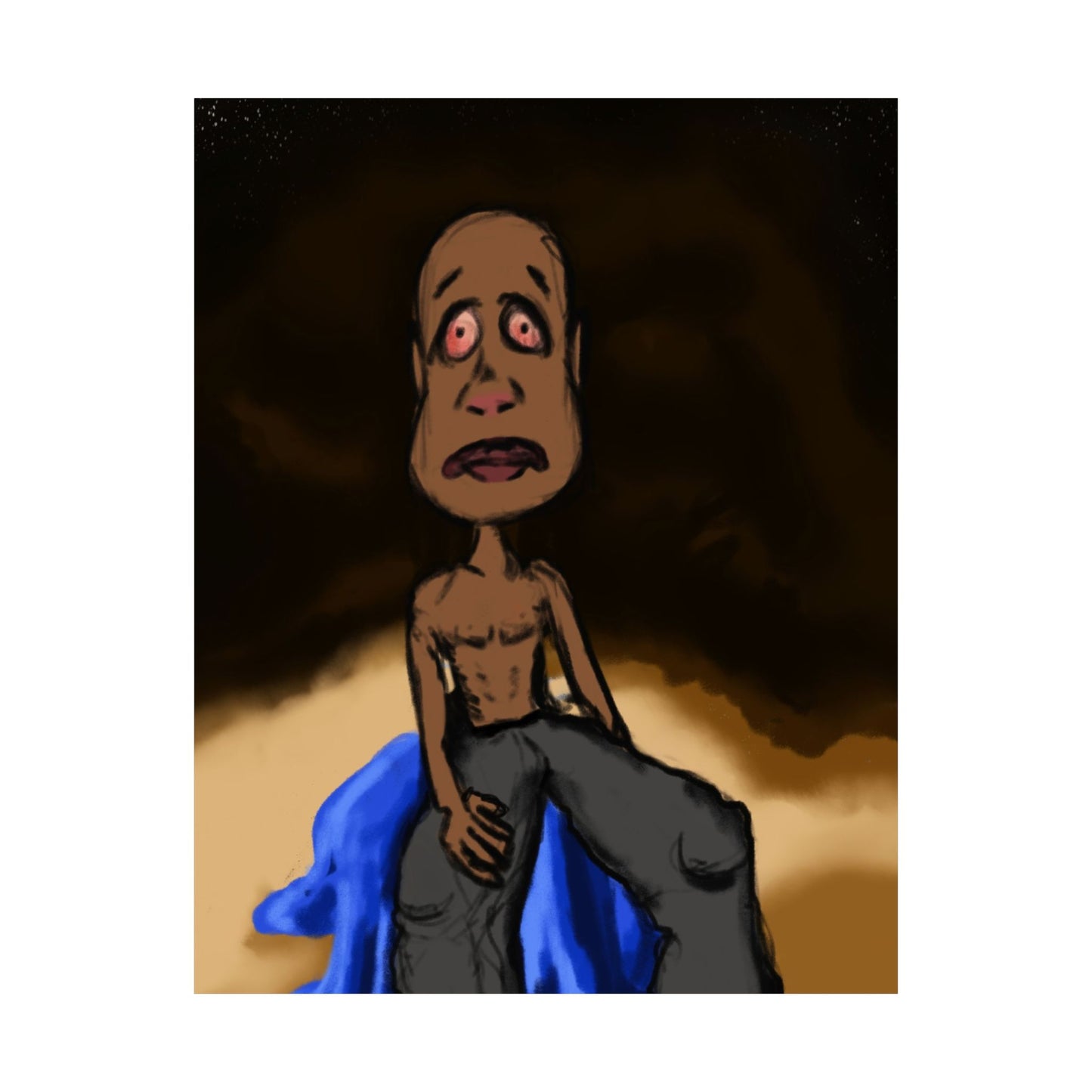 Despair at the Well (Poster) - This matte vertical poster captures a raw, unsettling moment—an expressive figure caught between exhaustion and revel... (View 17)