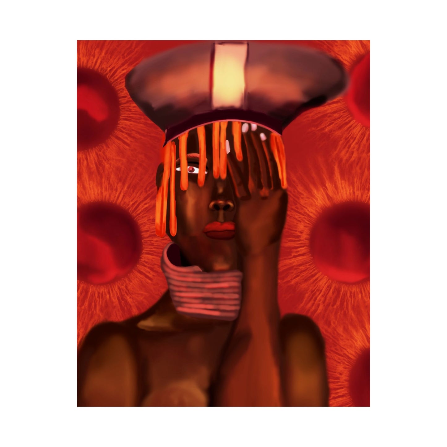 Monarch of Red Clay (Poster) - This matte vertical poster brings bold, contemporary portraiture into the home with rich, museum-quality color and te...