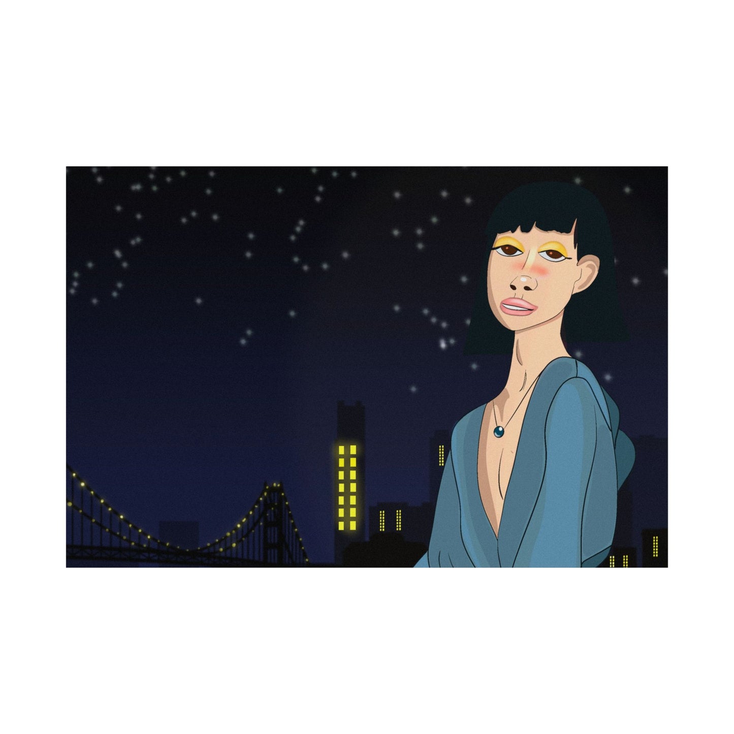 Take This Pic for Me (Poster) - A matte horizontal art poster that captures a quiet, late-night city mood (View 4)