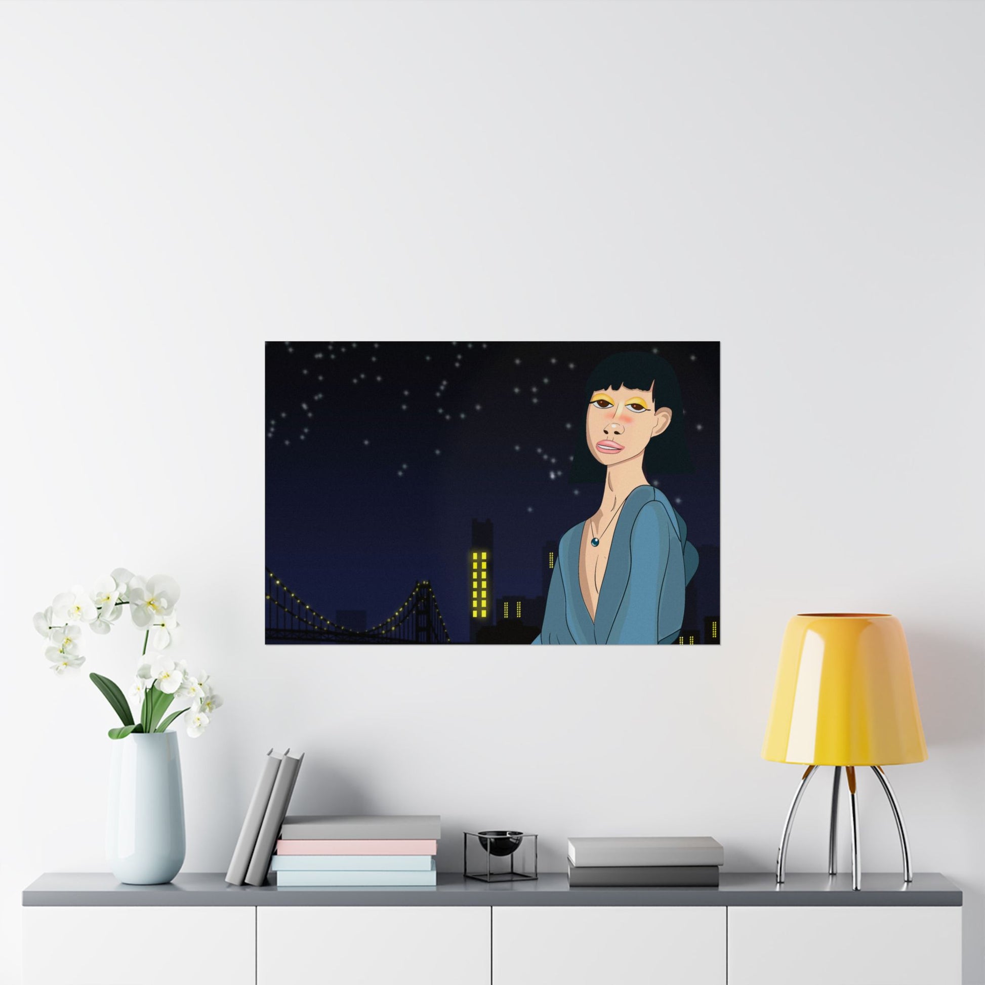 Take This Pic for Me (Poster) - A matte horizontal art poster that captures a quiet, late-night city mood (View 21)