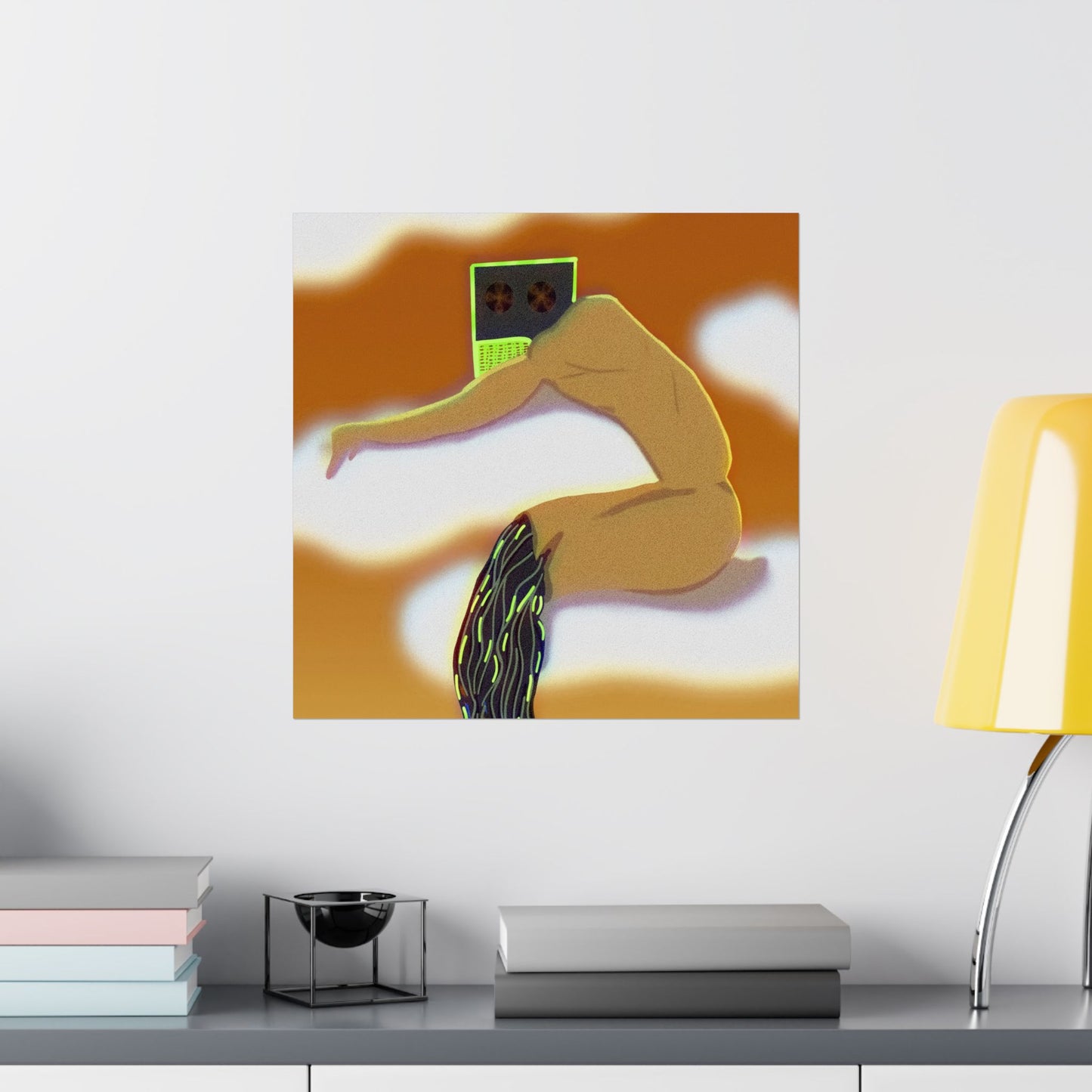 Wired and Tired (Poster) - Warm, surreal, and quietly provocative—this matte vertical poster captures a dreamlike moment where the human form an... (View 13)