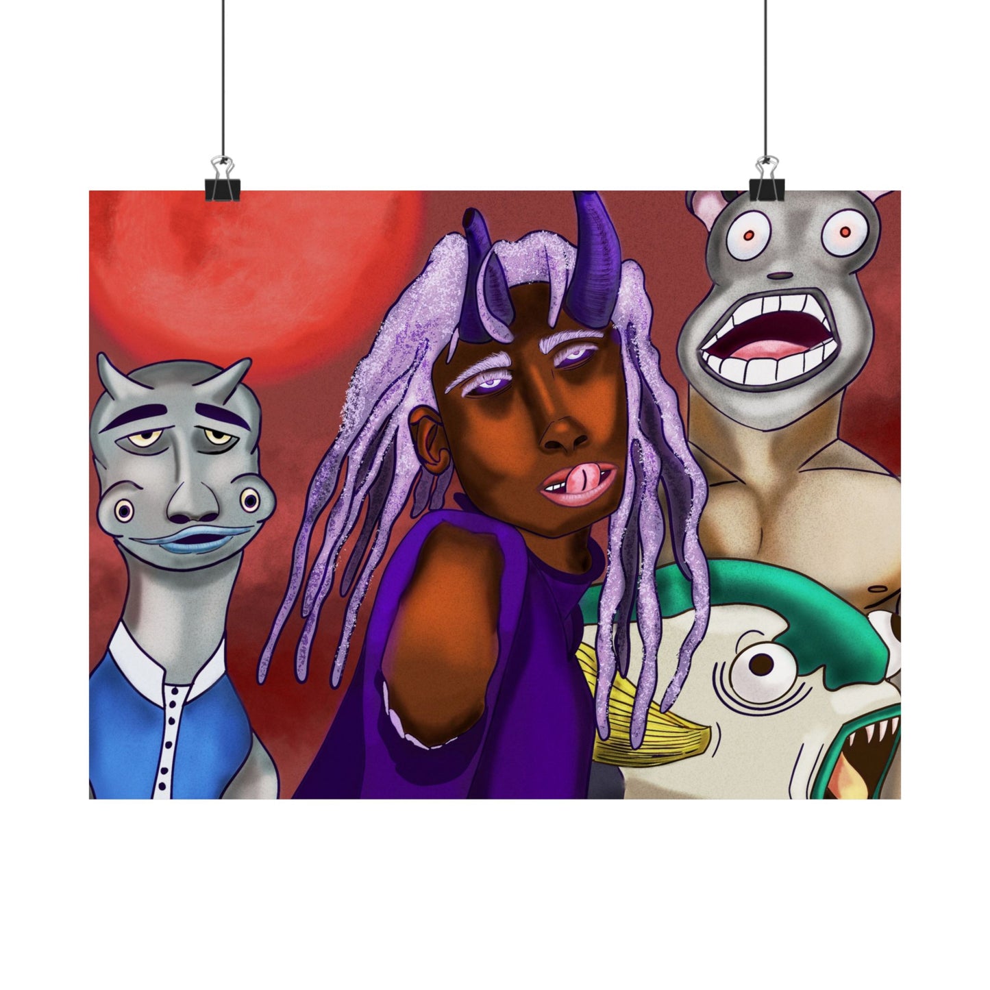 Ophelia and the Gang (Poster) - A bold, matte horizontal poster that brings raw, surreal energy to any indoor wall (View 3)