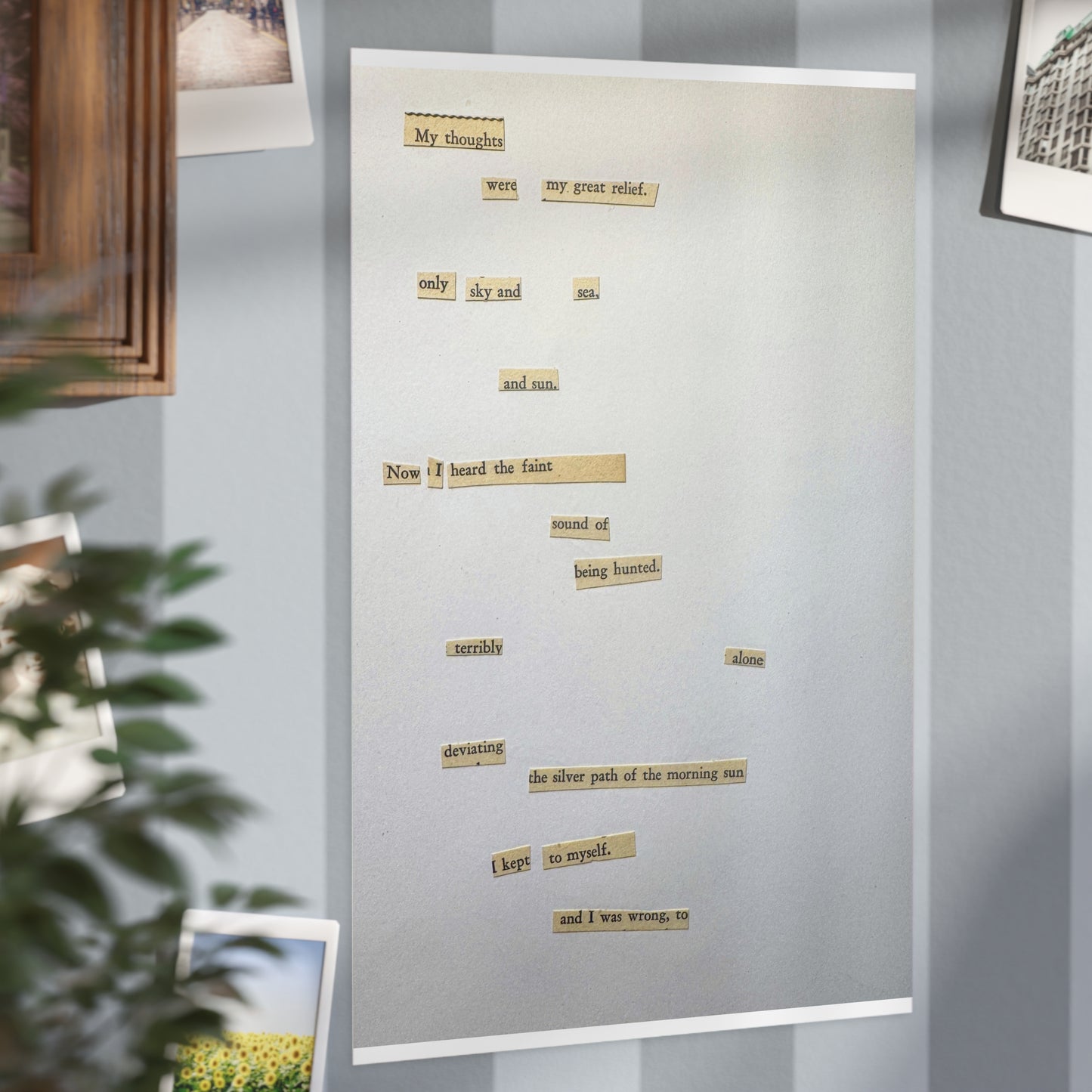 Minimalist Poetry Print — Found Text Collage Unframed Art (Paper products) - An unframed art print that reads like a quiet scrap of found poetry (View 16)