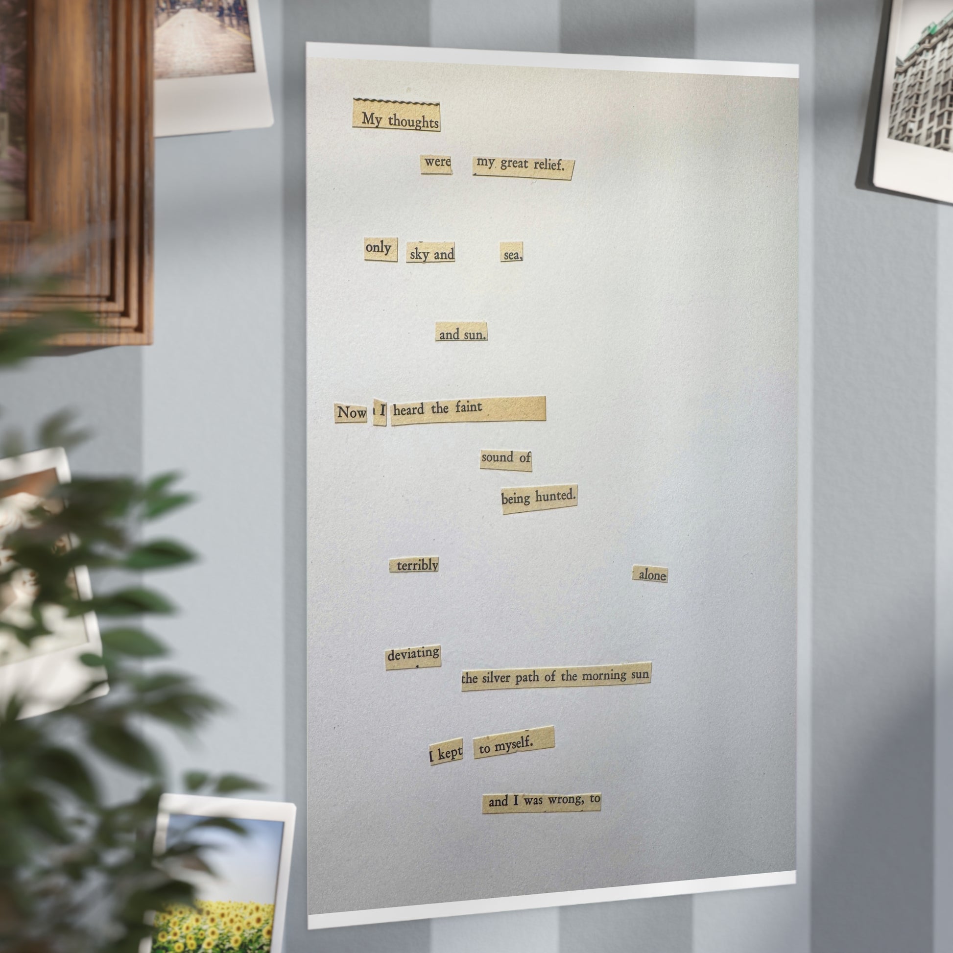 Minimalist Poetry Print — Found Text Collage Unframed Art (Paper products) - An unframed art print that reads like a quiet scrap of found poetry (View 24)