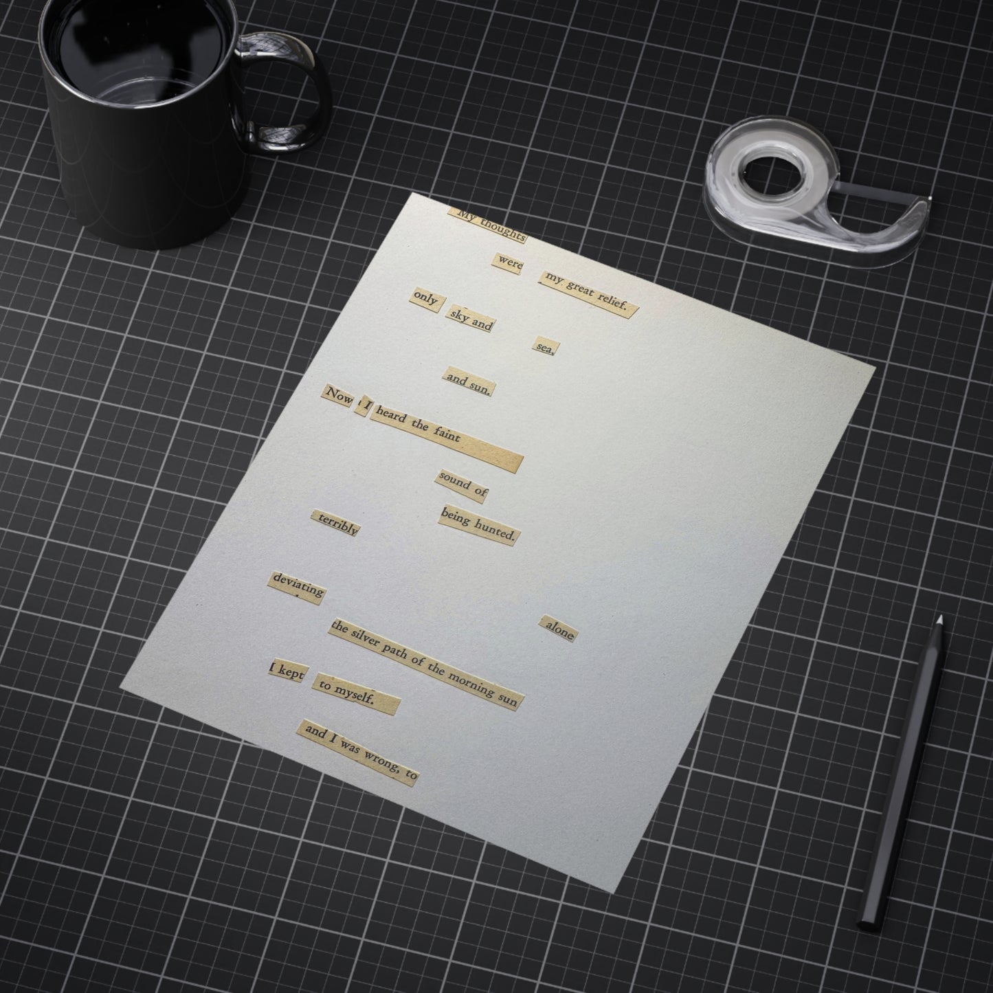 Minimalist Poetry Print — Found Text Collage Unframed Art (Paper products) - An unframed art print that reads like a quiet scrap of found poetry (View 21)