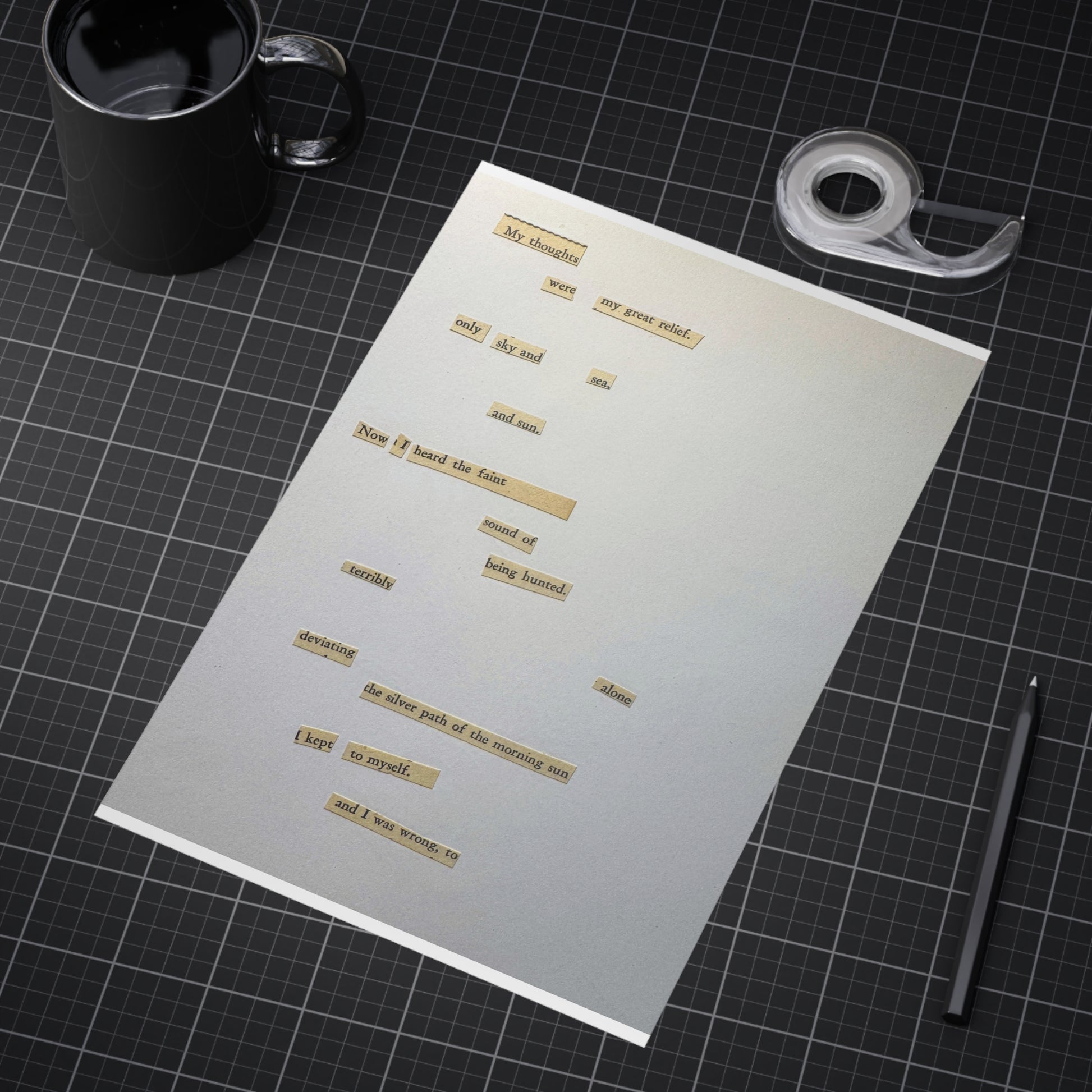 Minimalist Poetry Print — Found Text Collage Unframed Art (Paper products) - An unframed art print that reads like a quiet scrap of found poetry (View 23)