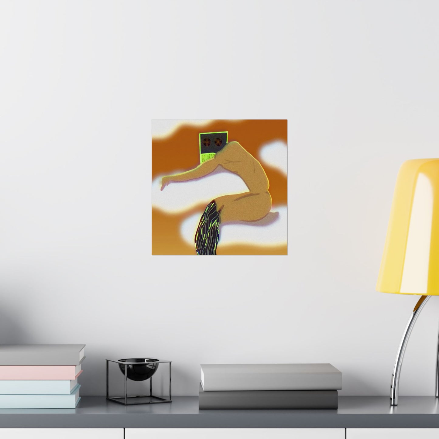 Wired and Tired (Poster) - Warm, surreal, and quietly provocative—this matte vertical poster captures a dreamlike moment where the human form an... (View 10)