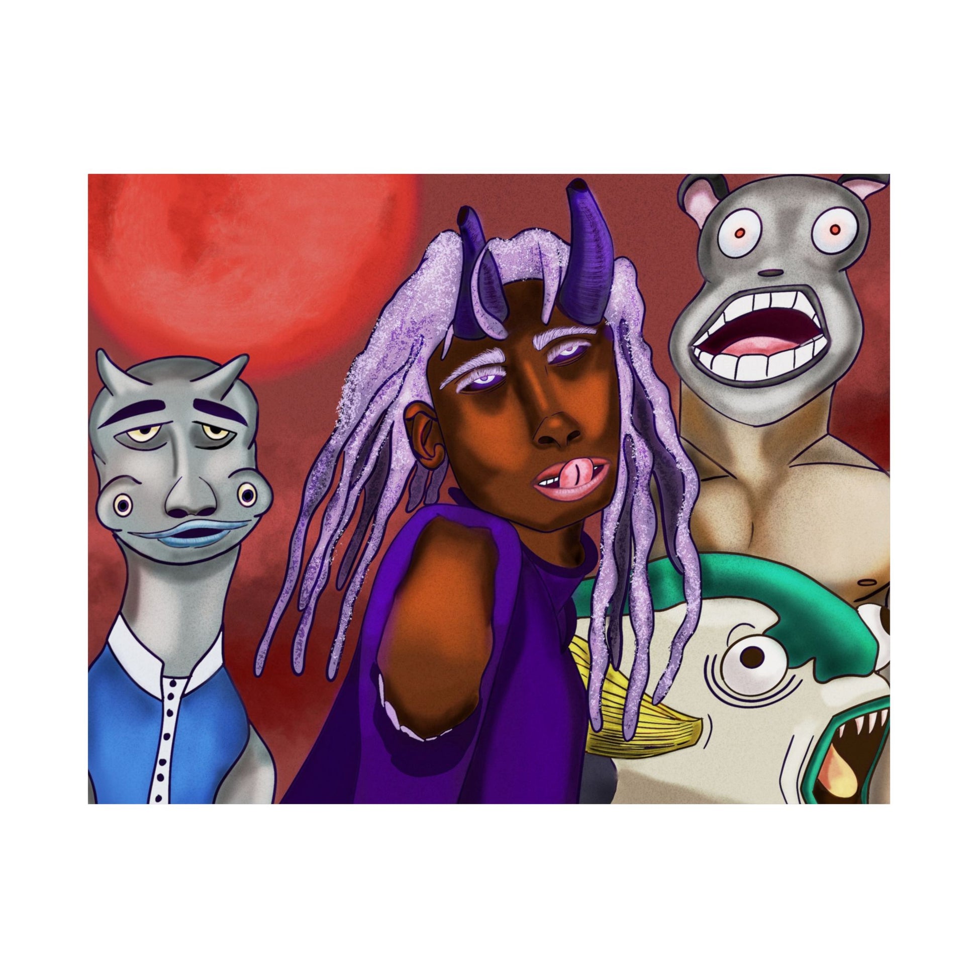 Ophelia and the Gang (Poster) - A bold, matte horizontal poster that brings raw, surreal energy to any indoor wall (View 8)