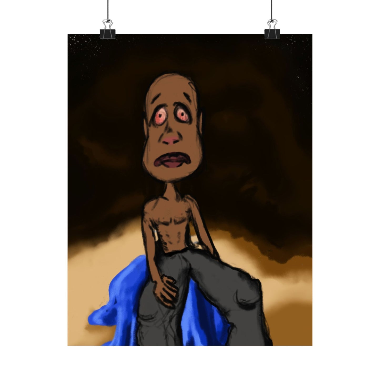 Despair at the Well (Poster) - This matte vertical poster captures a raw, unsettling moment—an expressive figure caught between exhaustion and revel... (View 2)
