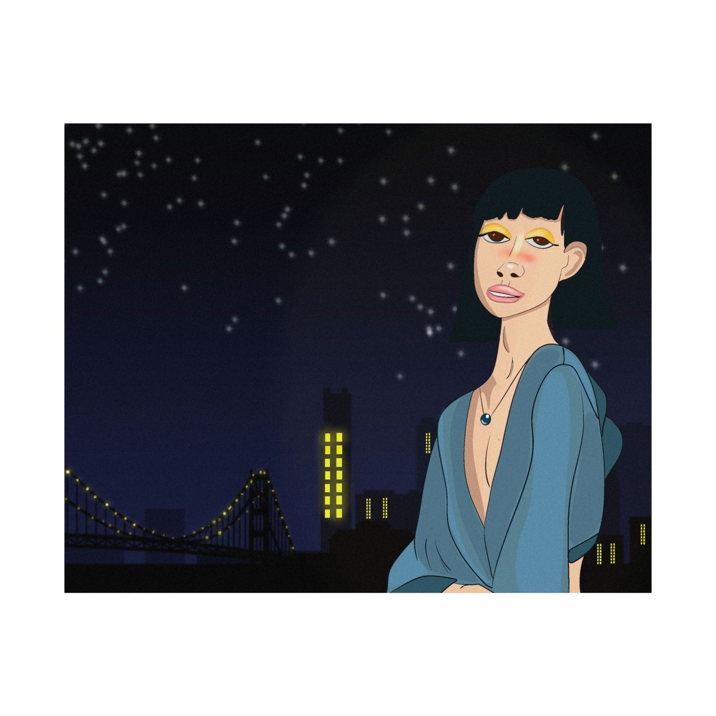 Take This Pic for Me (Poster) - A matte horizontal art poster that captures a quiet, late-night city mood (View 5)