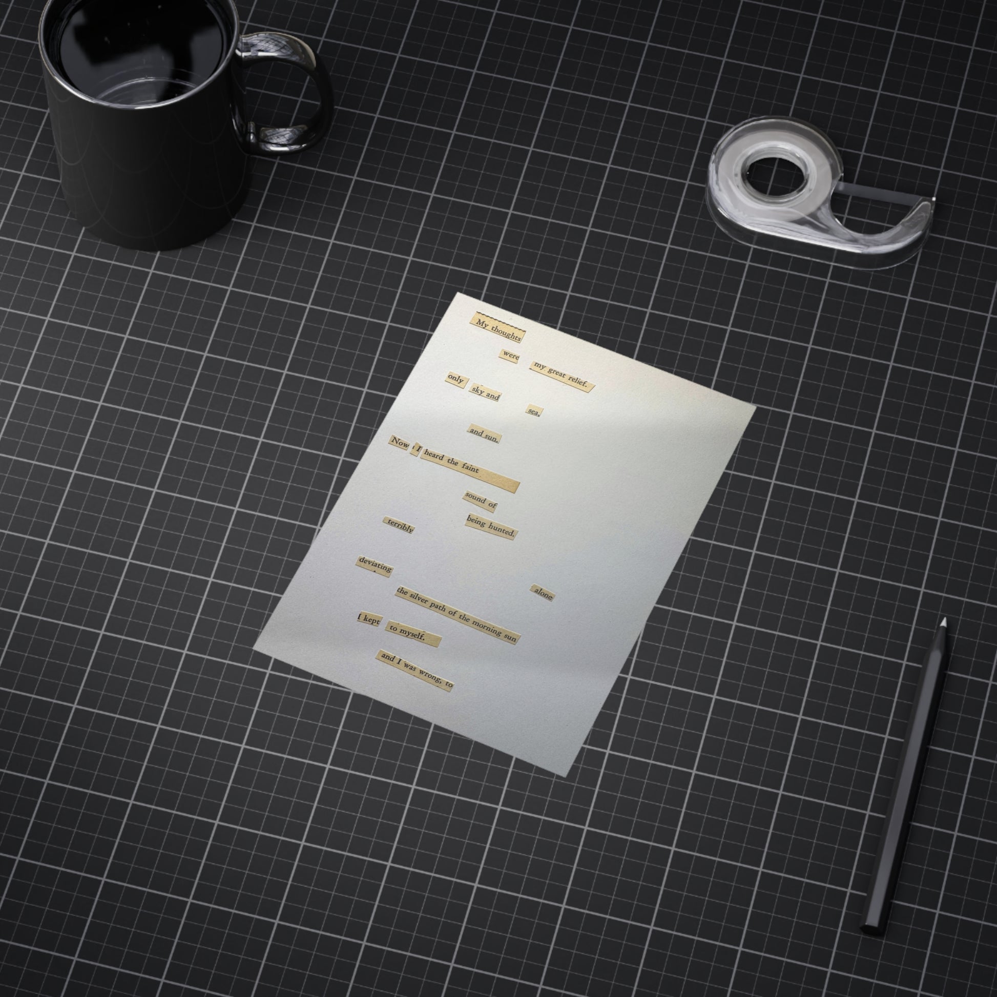 Minimalist Poetry Print — Found Text Collage Unframed Art (Paper products) - An unframed art print that reads like a quiet scrap of found poetry (View 9)