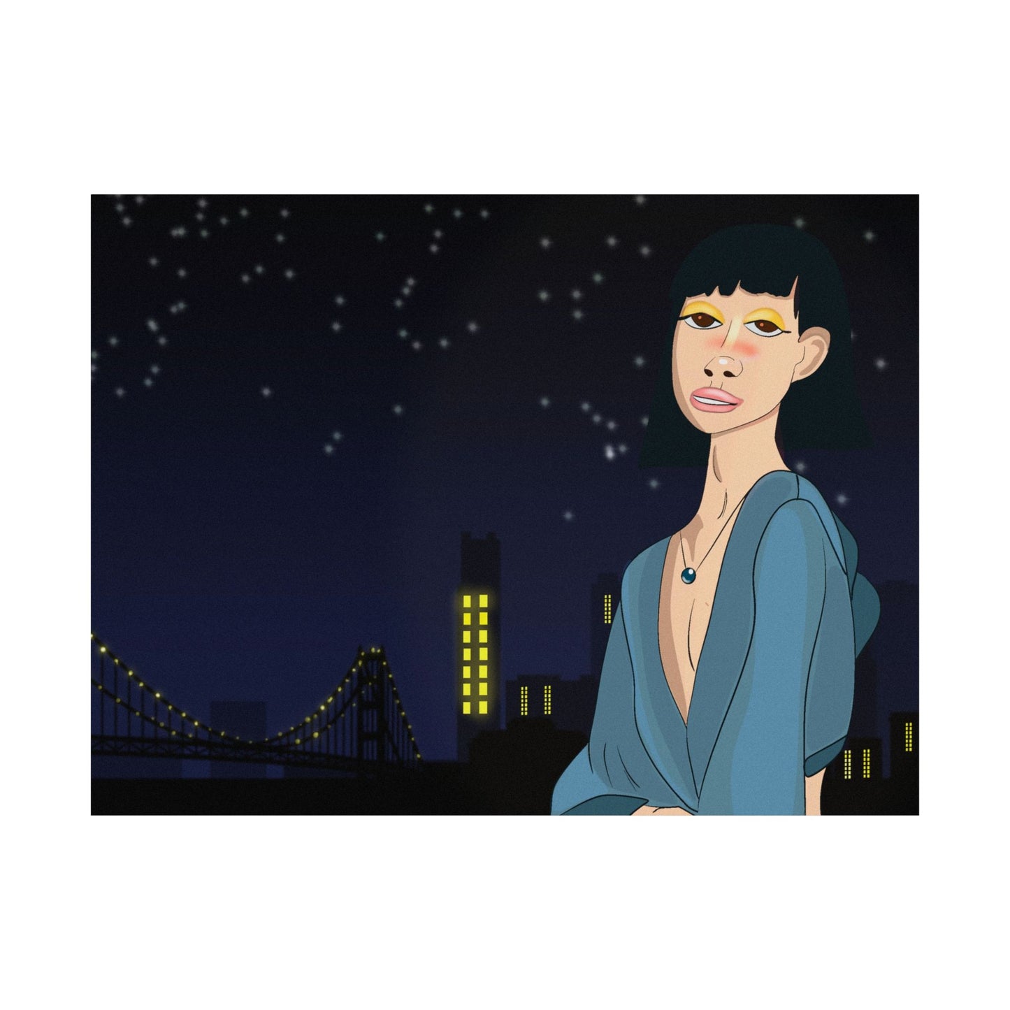 Take This Pic for Me (Poster) - A matte horizontal art poster that captures a quiet, late-night city mood (View 6)