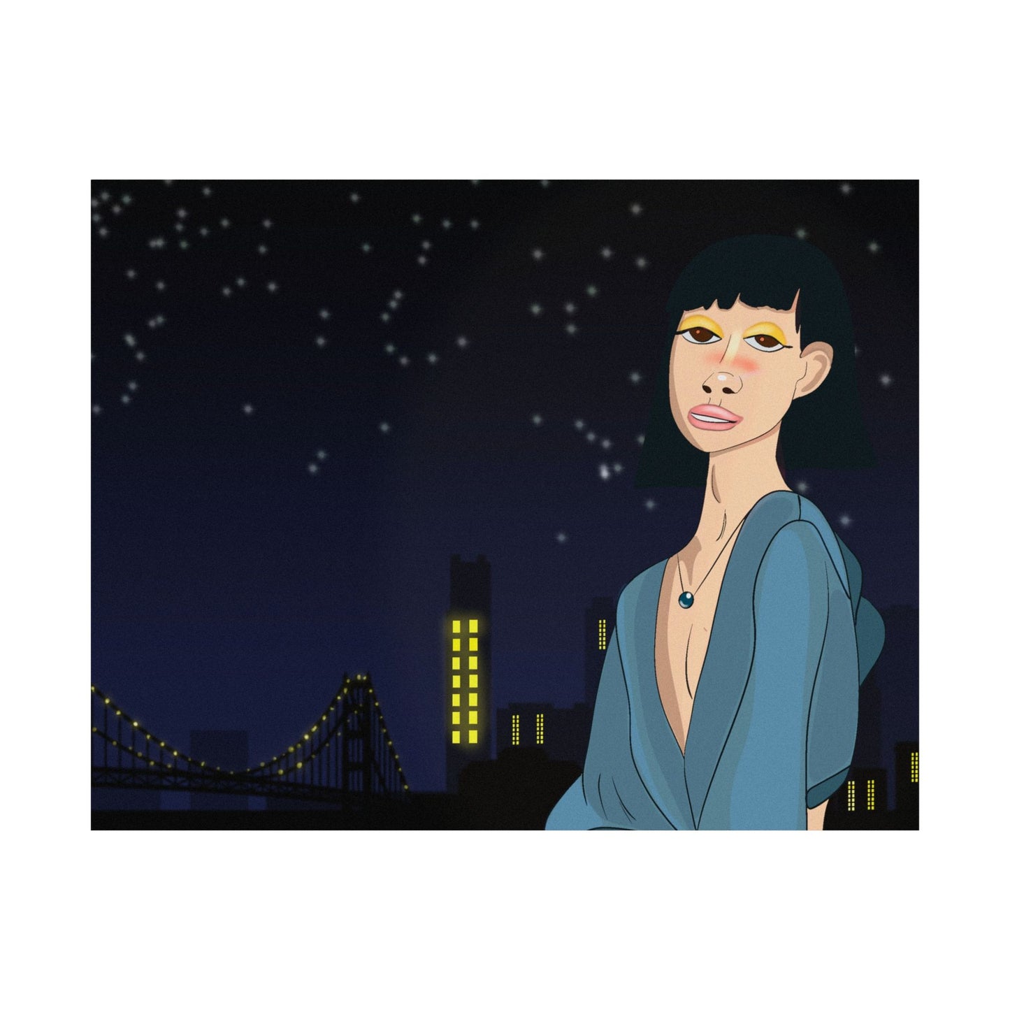 Take This Pic for Me (Poster) - A matte horizontal art poster that captures a quiet, late-night city mood (View 2)