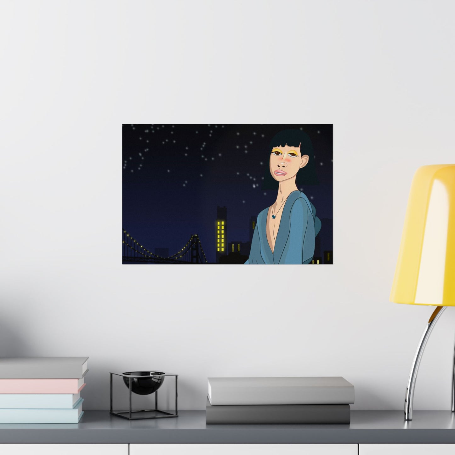Take This Pic for Me (Poster) - A matte horizontal art poster that captures a quiet, late-night city mood (View 17)
