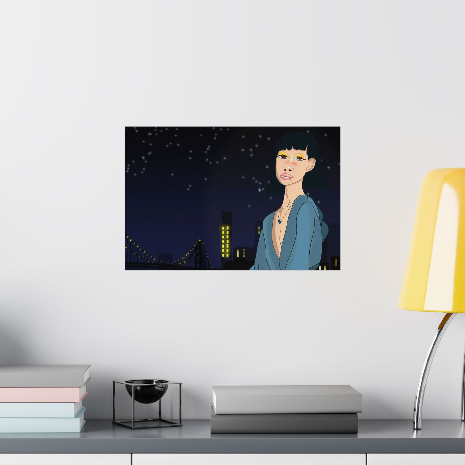 Take This Pic for Me (Poster) - A matte horizontal art poster that captures a quiet, late-night city mood (View 17)