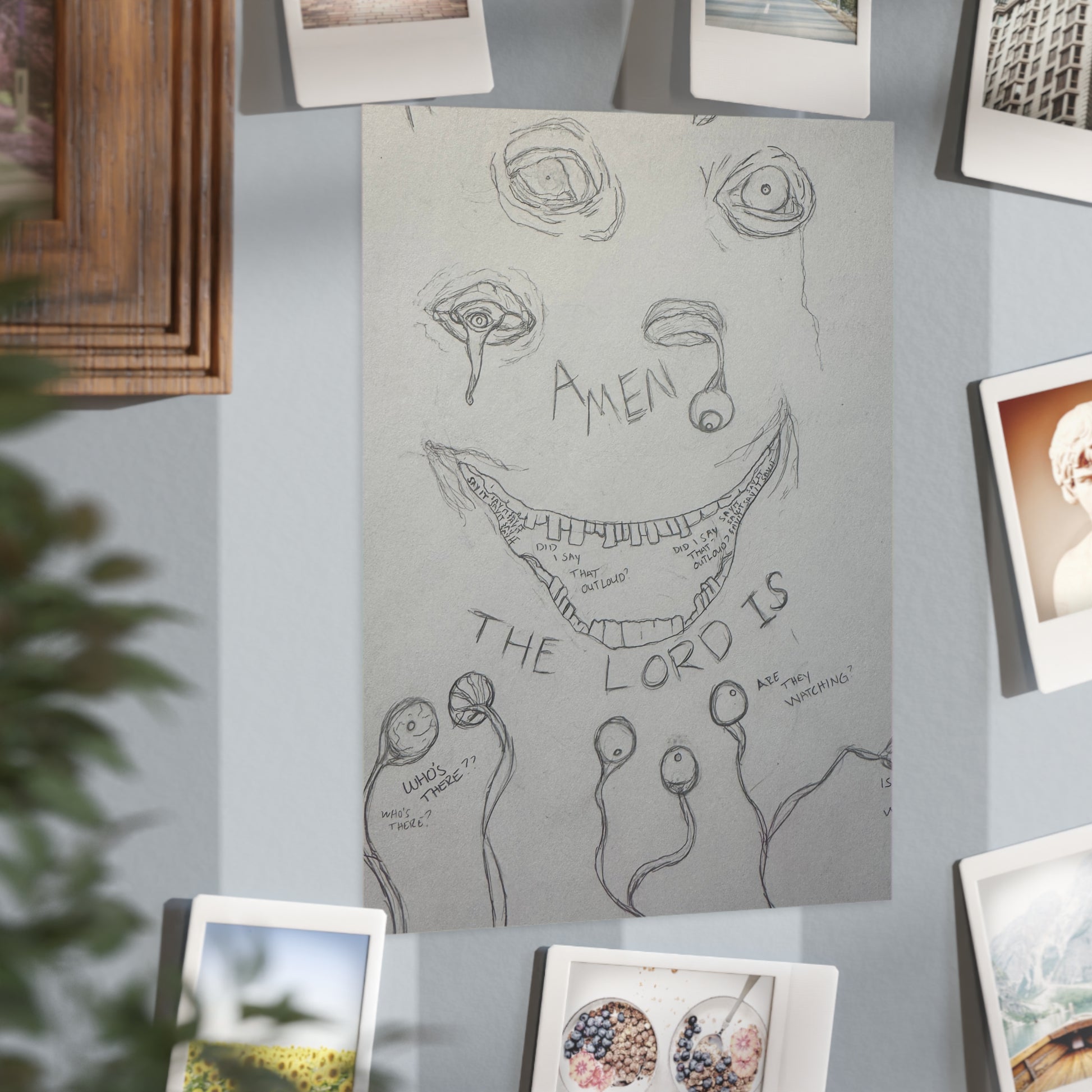 Omniscience (Paper products) - A moody, hand-drawn unframed print that carries a raw, sketchbook energy (View 20)