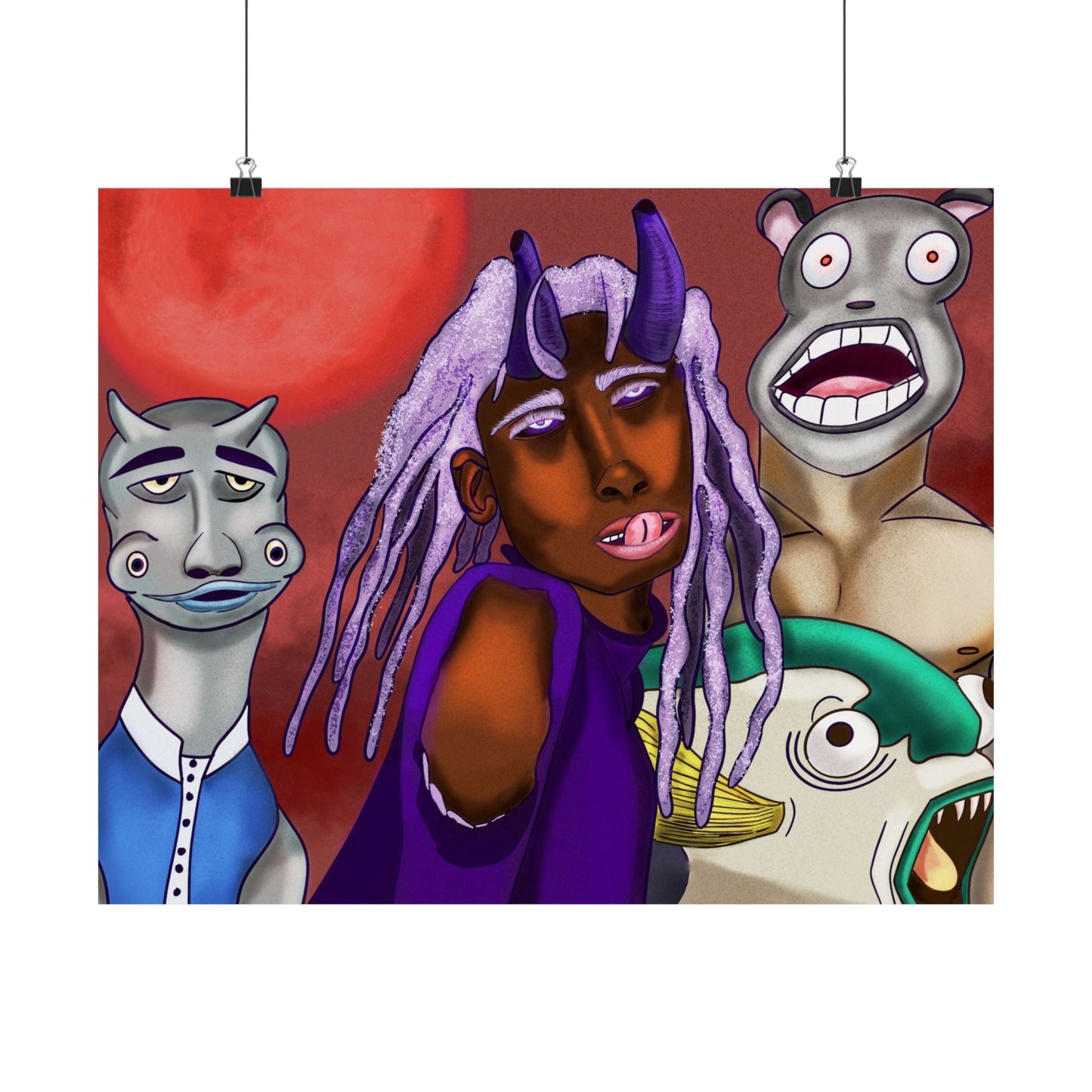 Ophelia and the Gang (Poster) - A bold, matte horizontal poster that brings raw, surreal energy to any indoor wall (View 4)