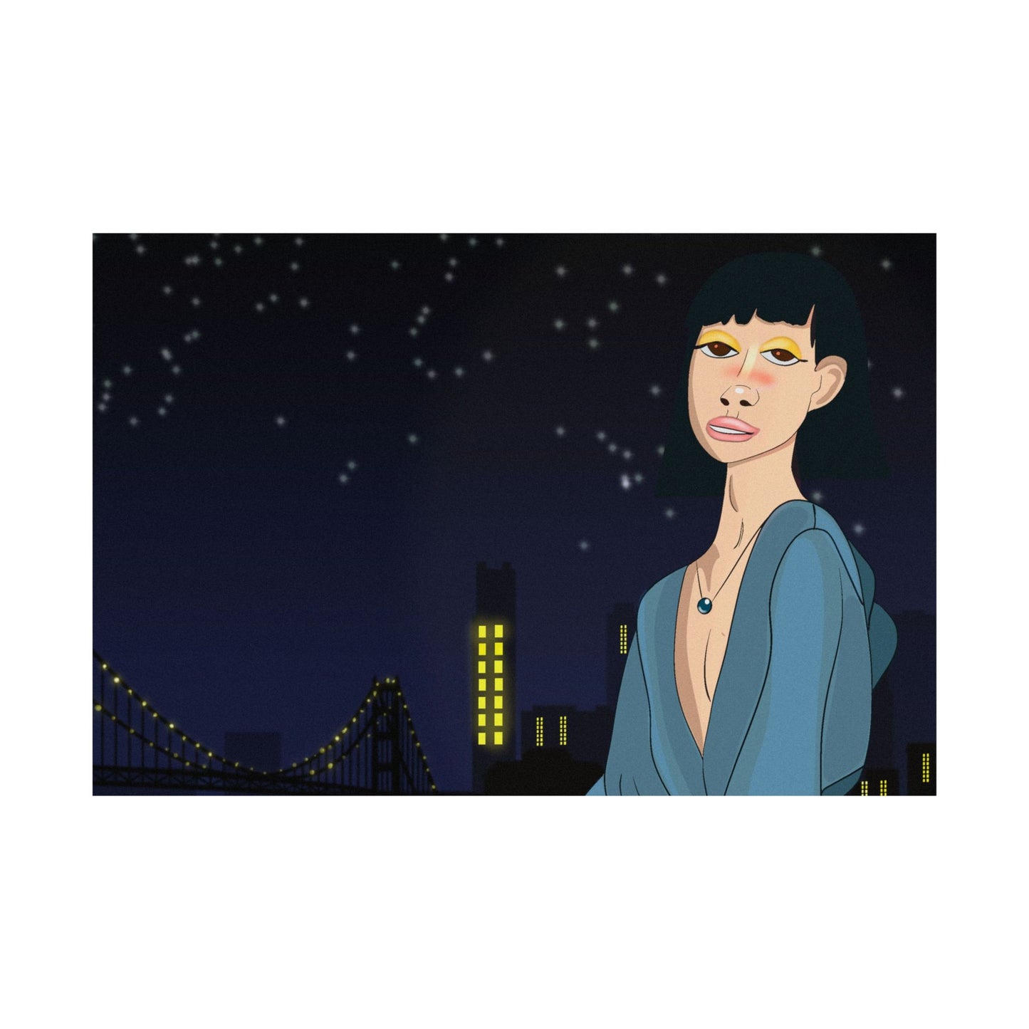 Take This Pic for Me (Poster) - A matte horizontal art poster that captures a quiet, late-night city mood (View 8)