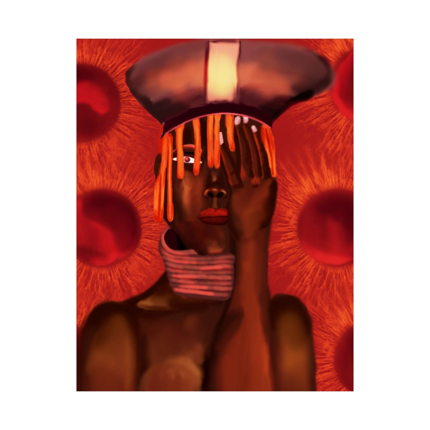 Monarch of Red Clay (Poster) - This matte vertical poster brings bold, contemporary portraiture into the home with rich, museum-quality color and te... (View 2)