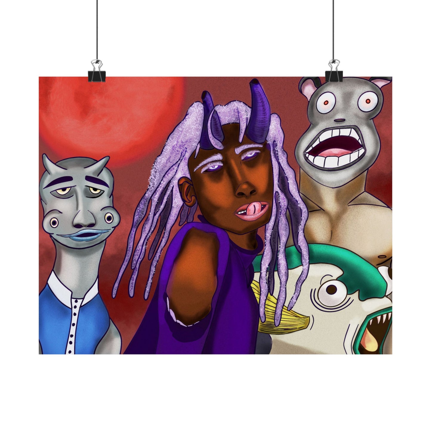 Ophelia and the Gang (Poster) - A bold, matte horizontal poster that brings raw, surreal energy to any indoor wall (View 2)