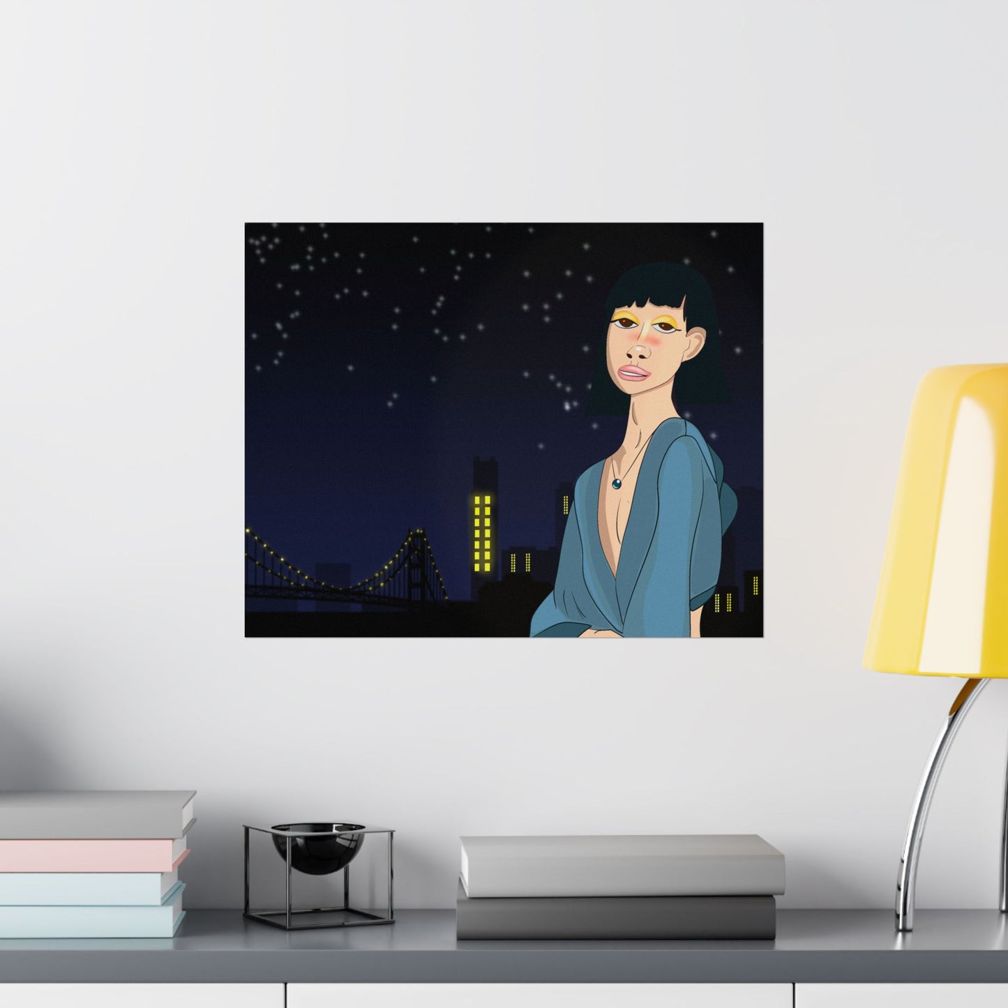 Take This Pic for Me (Poster) - A matte horizontal art poster that captures a quiet, late-night city mood (View 18)