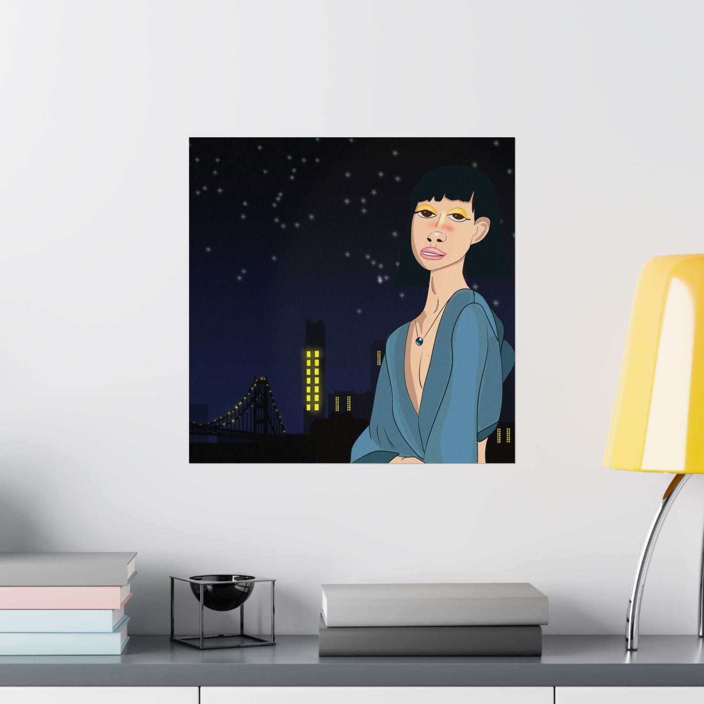 Take This Pic for Me (Poster) - A matte horizontal art poster that captures a quiet, late-night city mood (View 26)