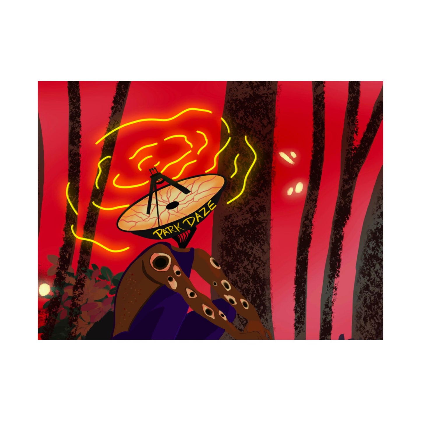 Park Daze (Poster) - A matte horizontal poster that pulls you into a neon-tinged night in the woods (View 29)