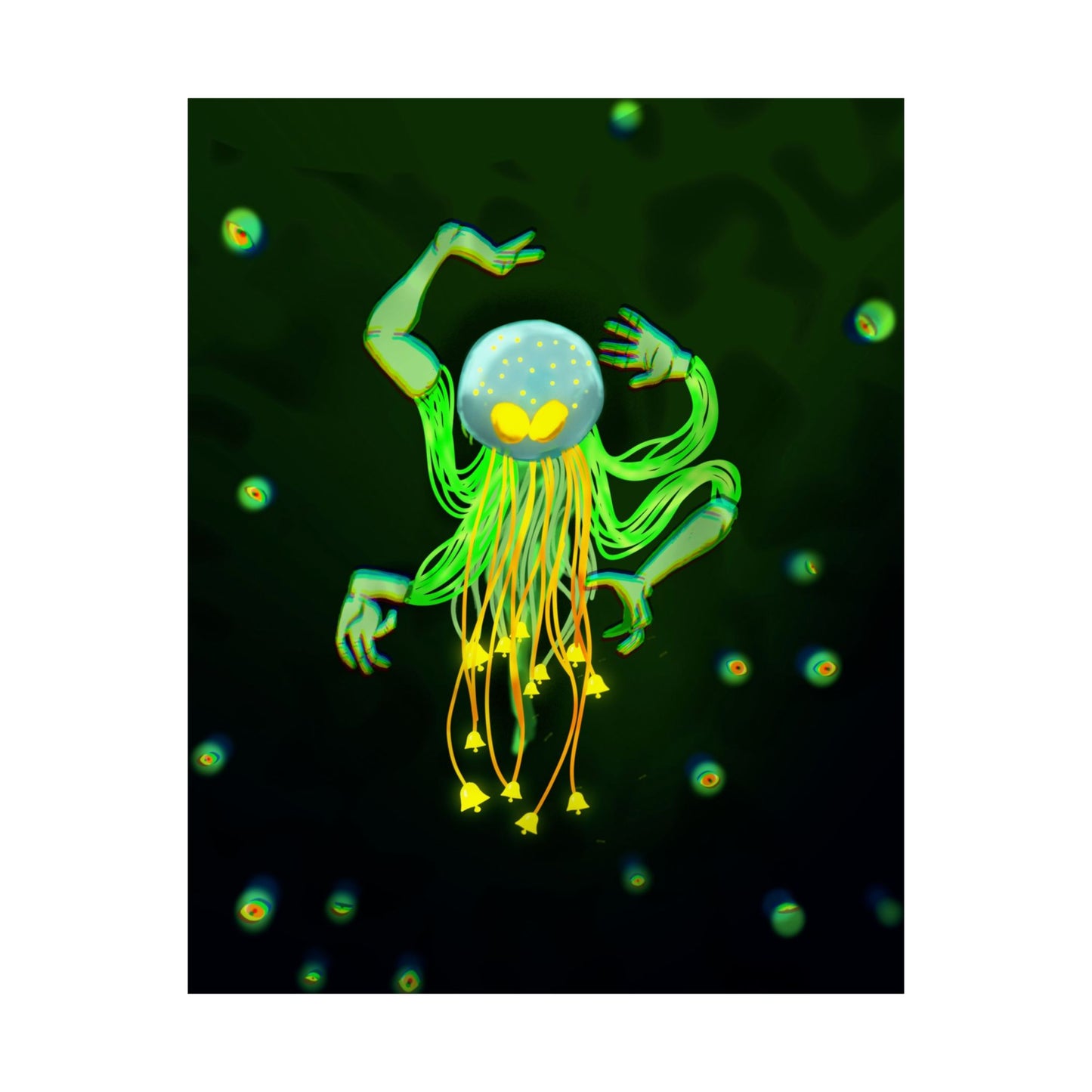 Lure (Poster) - This matte vertical poster brings a dreamy, bioluminescent world into your room