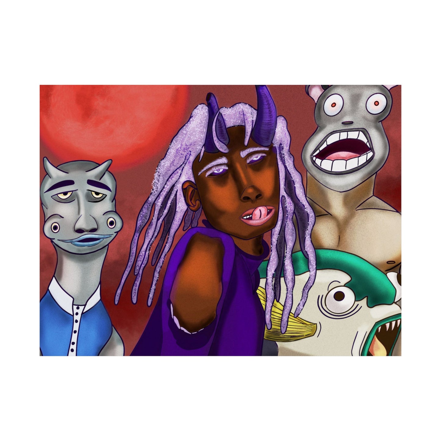 Ophelia and the Gang (Poster) - A bold, matte horizontal poster that brings raw, surreal energy to any indoor wall (View 11)