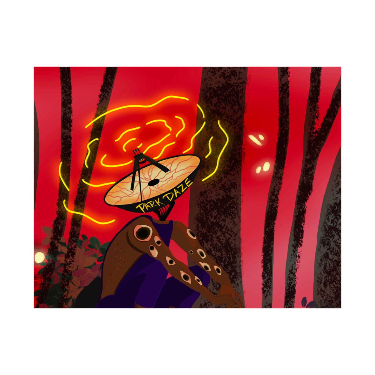 Park Daze (Poster) - A matte horizontal poster that pulls you into a neon-tinged night in the woods (View 17)