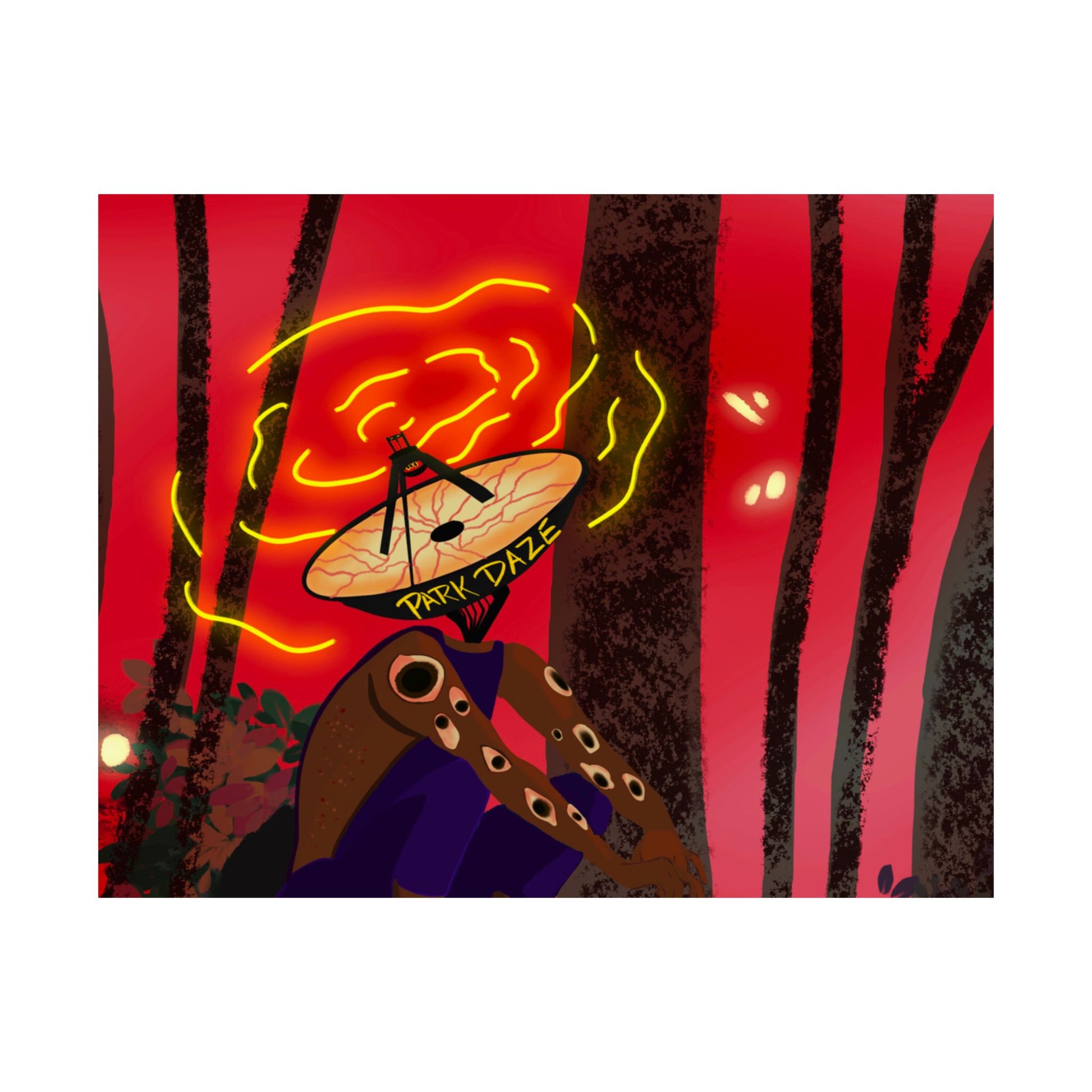Park Daze (Poster) - A matte horizontal poster that pulls you into a neon-tinged night in the woods (View 17)