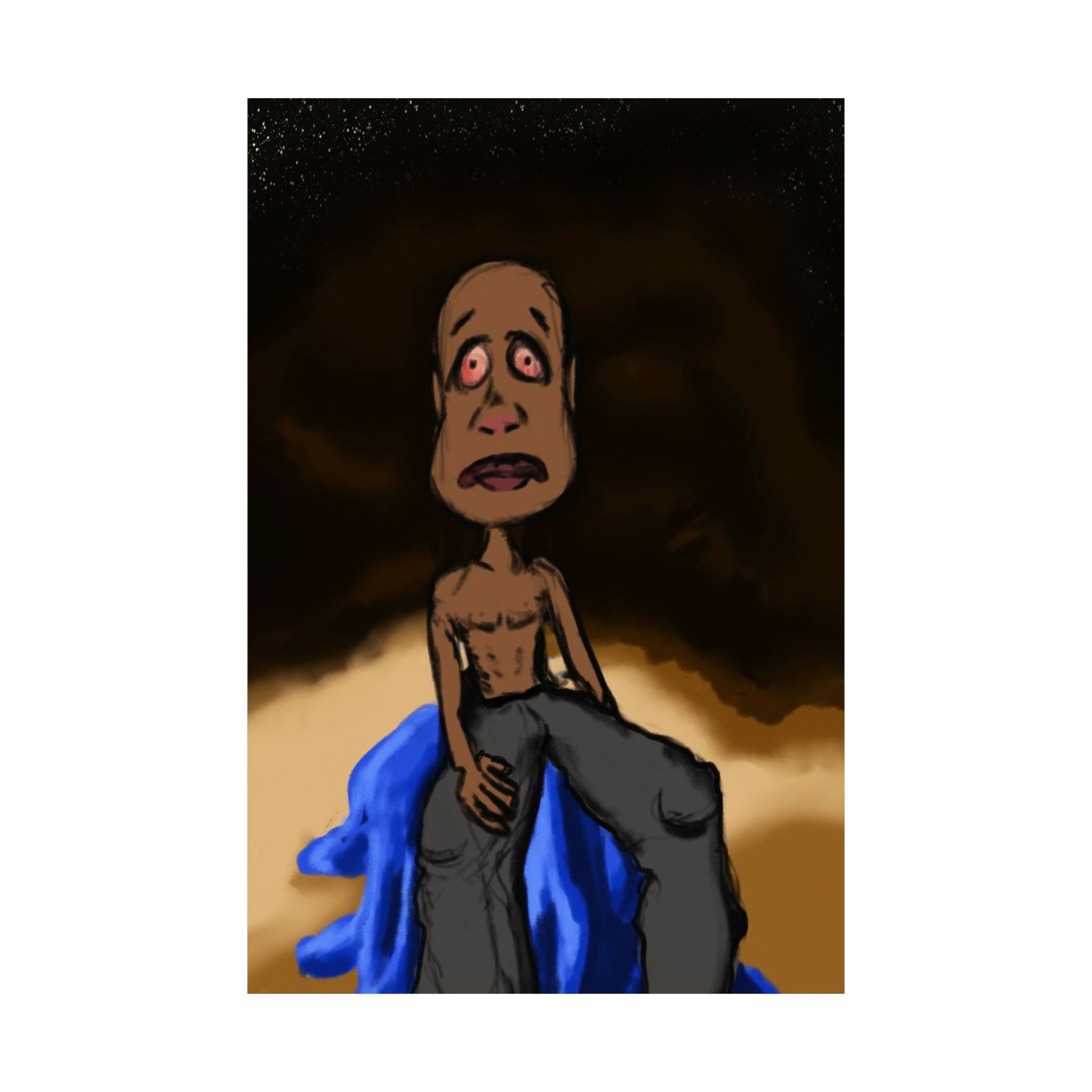 Despair at the Well (Poster) - This matte vertical poster captures a raw, unsettling moment—an expressive figure caught between exhaustion and revel... (View 23)