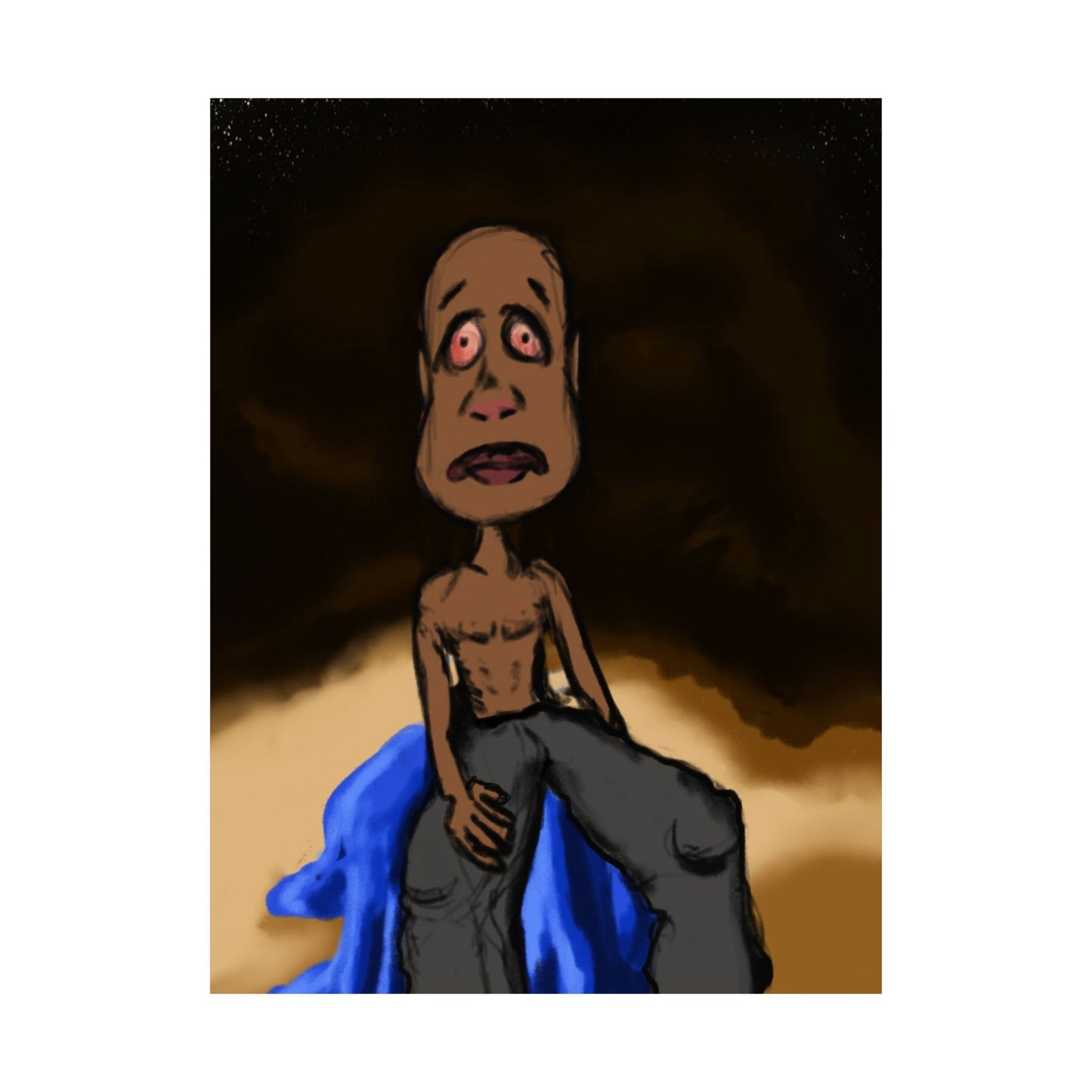 Despair at the Well (Poster) - This matte vertical poster captures a raw, unsettling moment—an expressive figure caught between exhaustion and revel... (View 29)