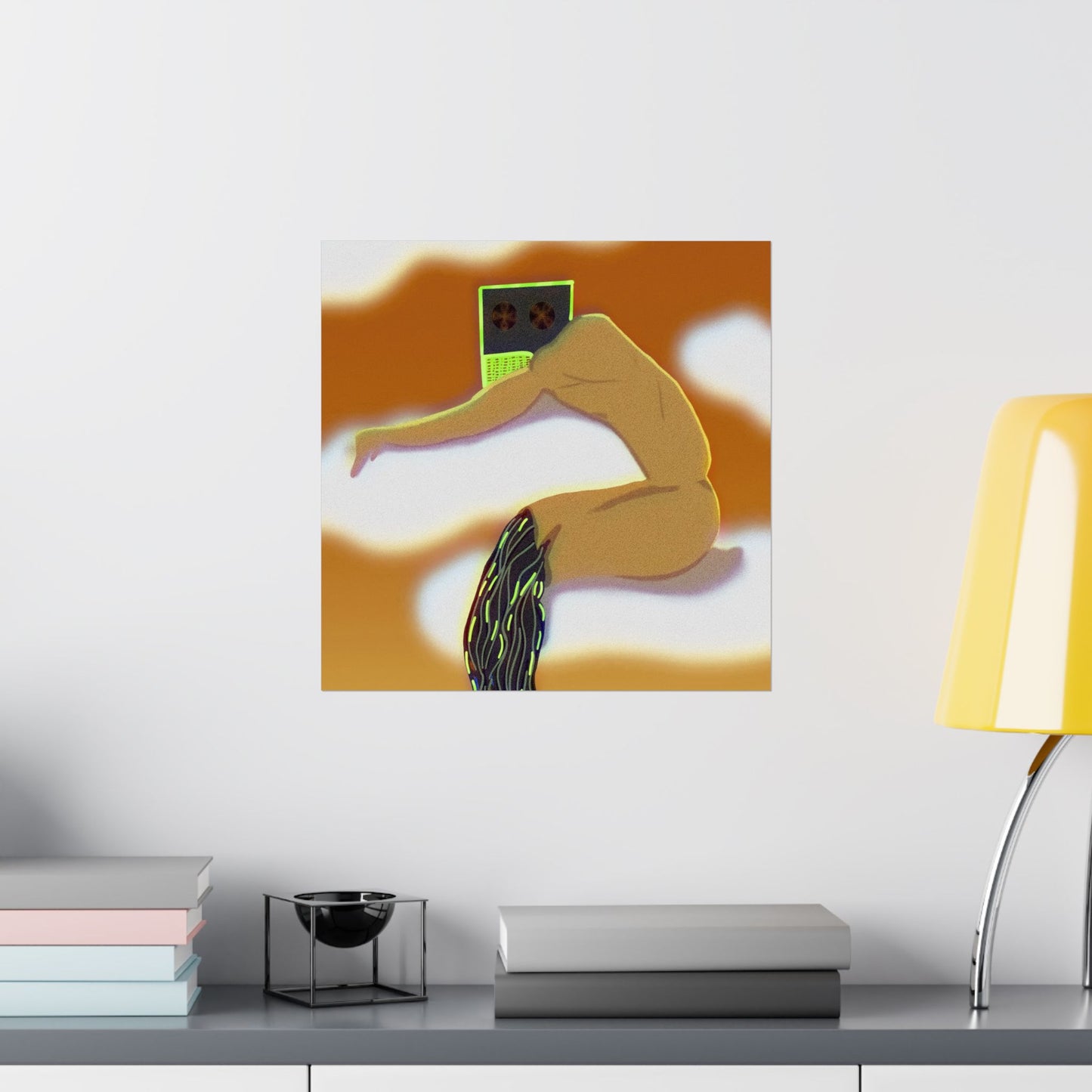 Wired and Tired (Poster) - Warm, surreal, and quietly provocative—this matte vertical poster captures a dreamlike moment where the human form an... (View 12)