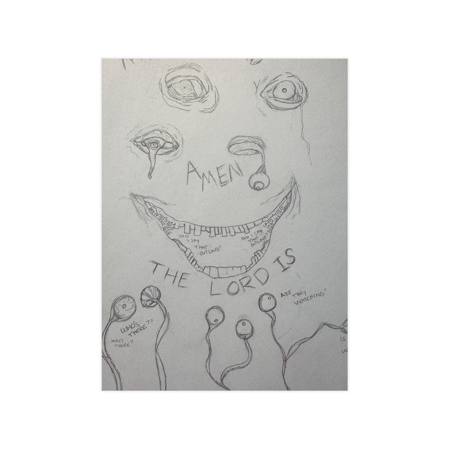 Omniscience (Paper products) - A moody, hand-drawn unframed print that carries a raw, sketchbook energy (View 2)
