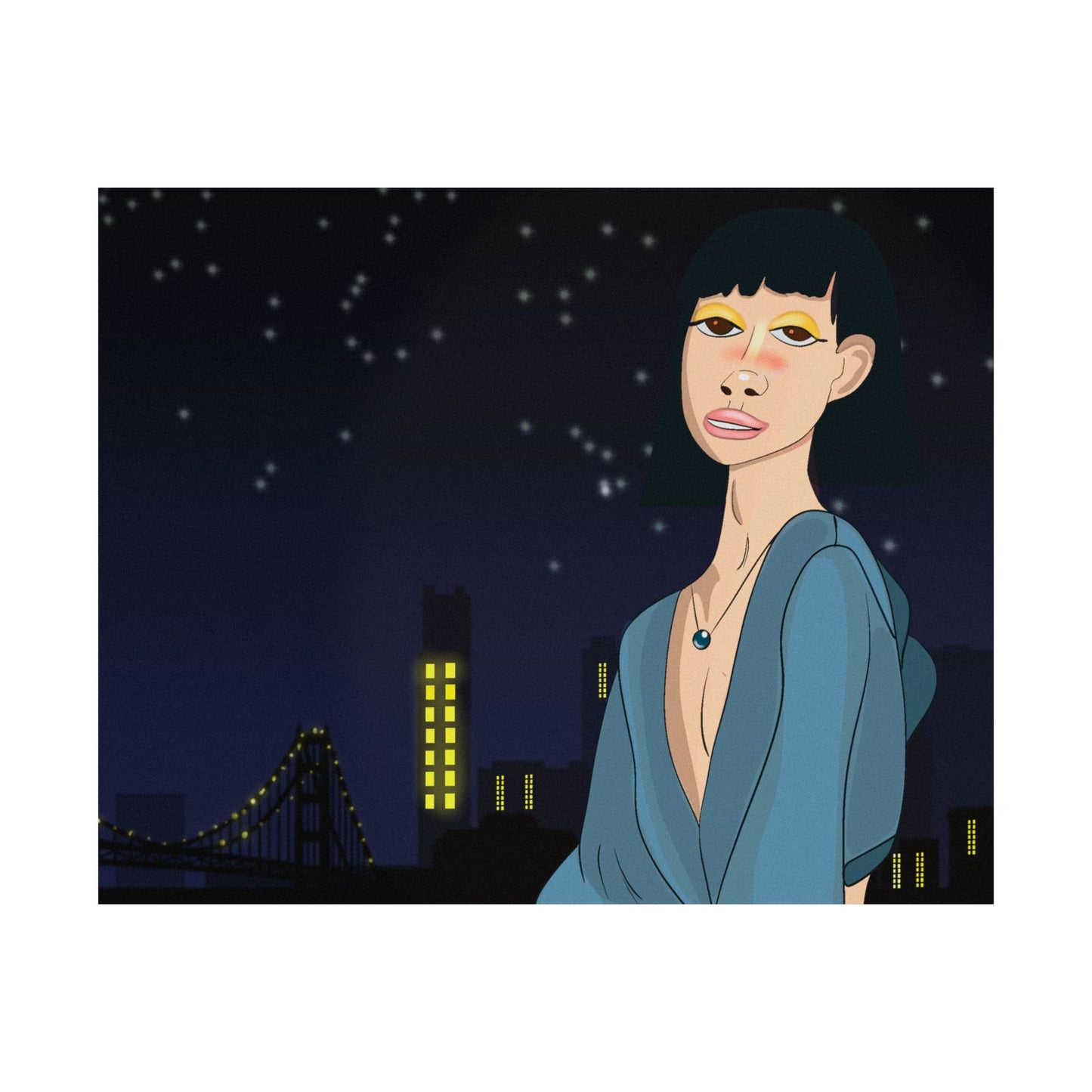 Take This Pic for Me (Poster) - A matte horizontal art poster that captures a quiet, late-night city mood