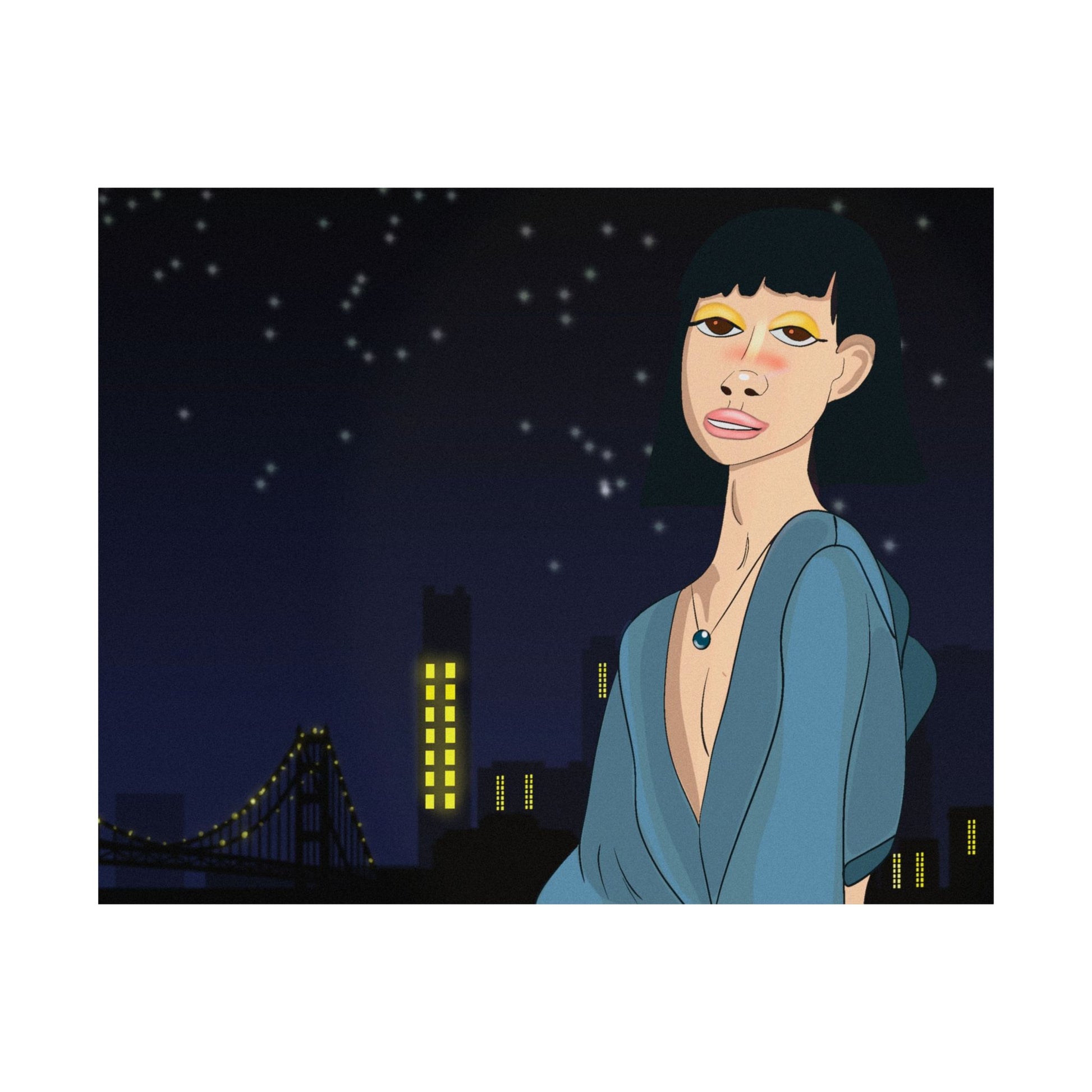 Take This Pic for Me (Poster) - A matte horizontal art poster that captures a quiet, late-night city mood