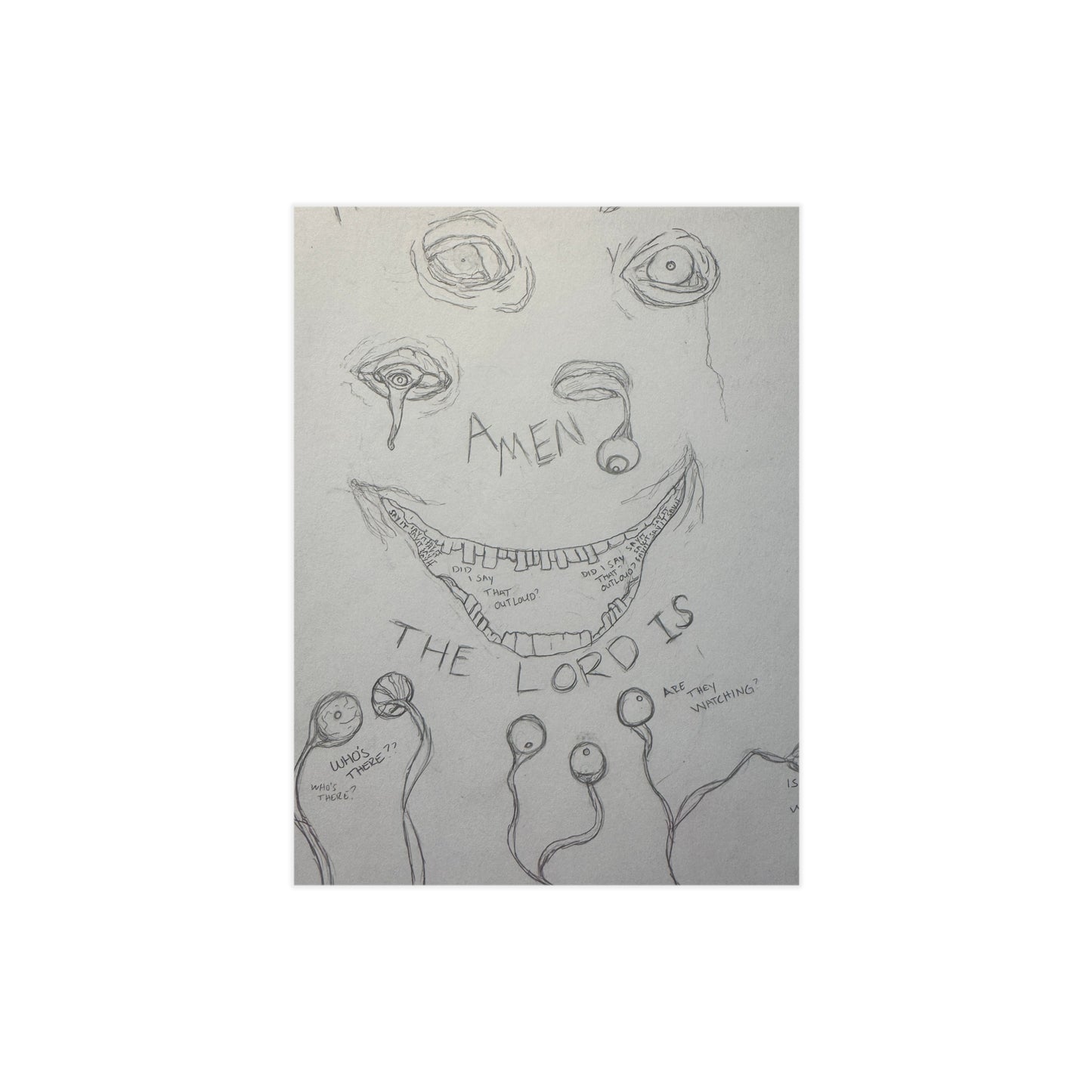 Omniscience (Paper products) - A moody, hand-drawn unframed print that carries a raw, sketchbook energy (View 7)