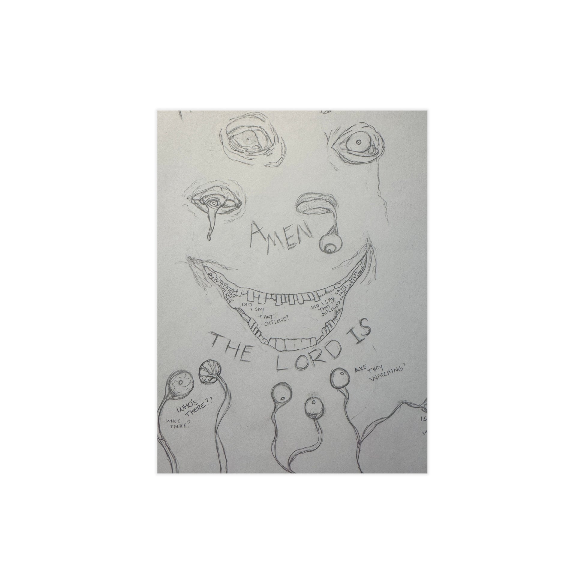 Omniscience (Paper products) - A moody, hand-drawn unframed print that carries a raw, sketchbook energy (View 7)