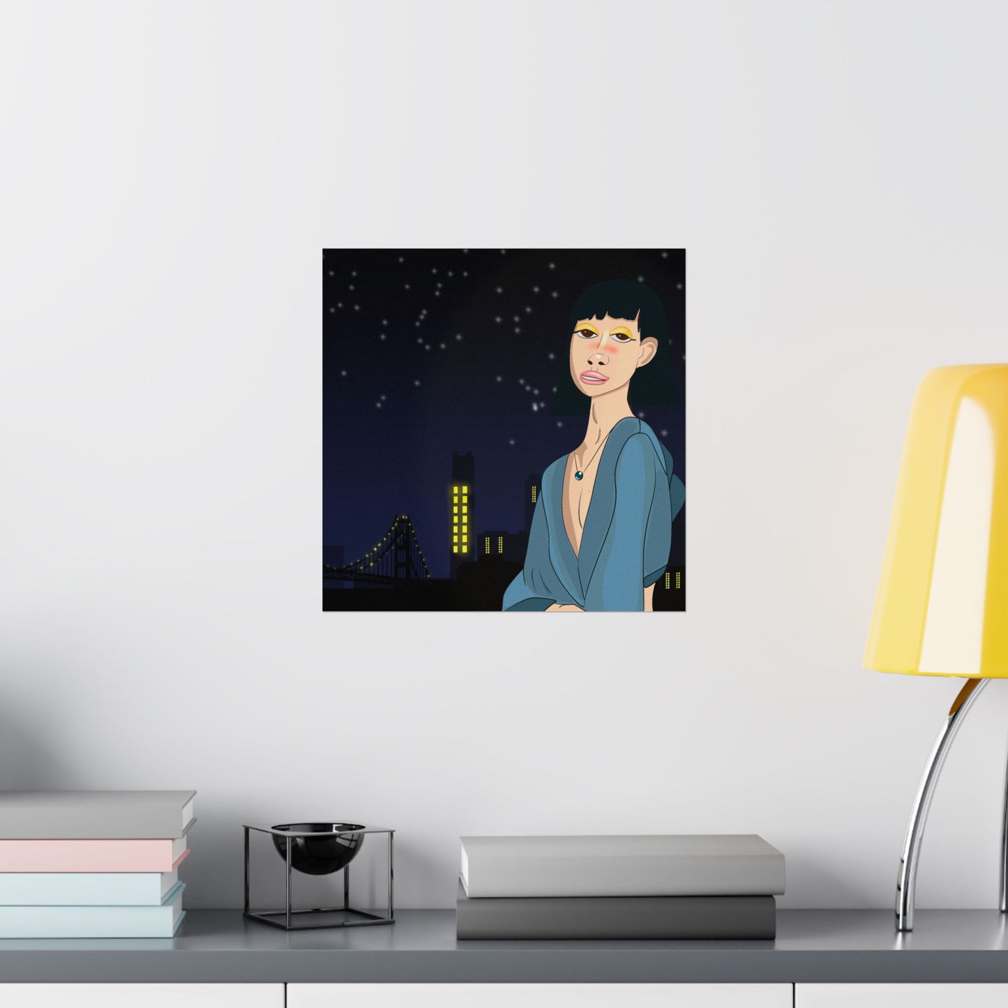 Take This Pic for Me (Poster) - A matte horizontal art poster that captures a quiet, late-night city mood (View 24)