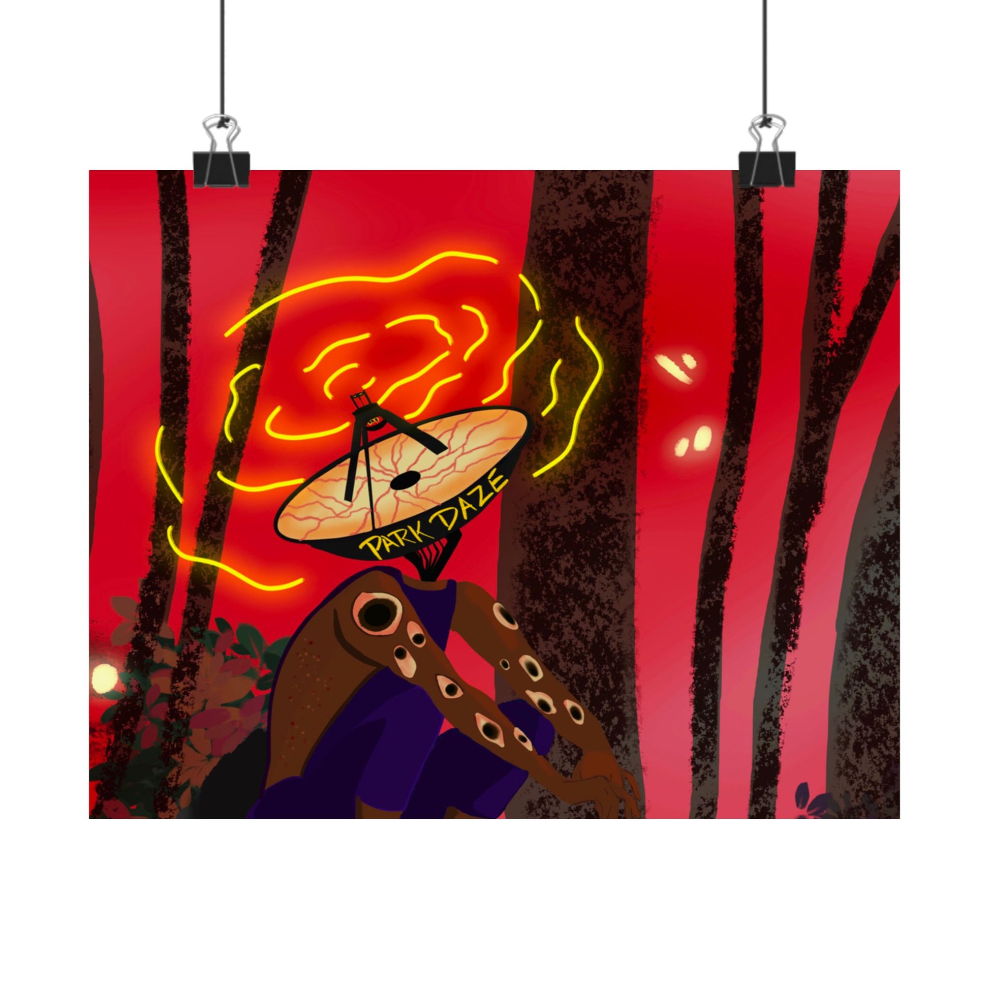 Park Daze (Poster) - A matte horizontal poster that pulls you into a neon-tinged night in the woods (View 14)