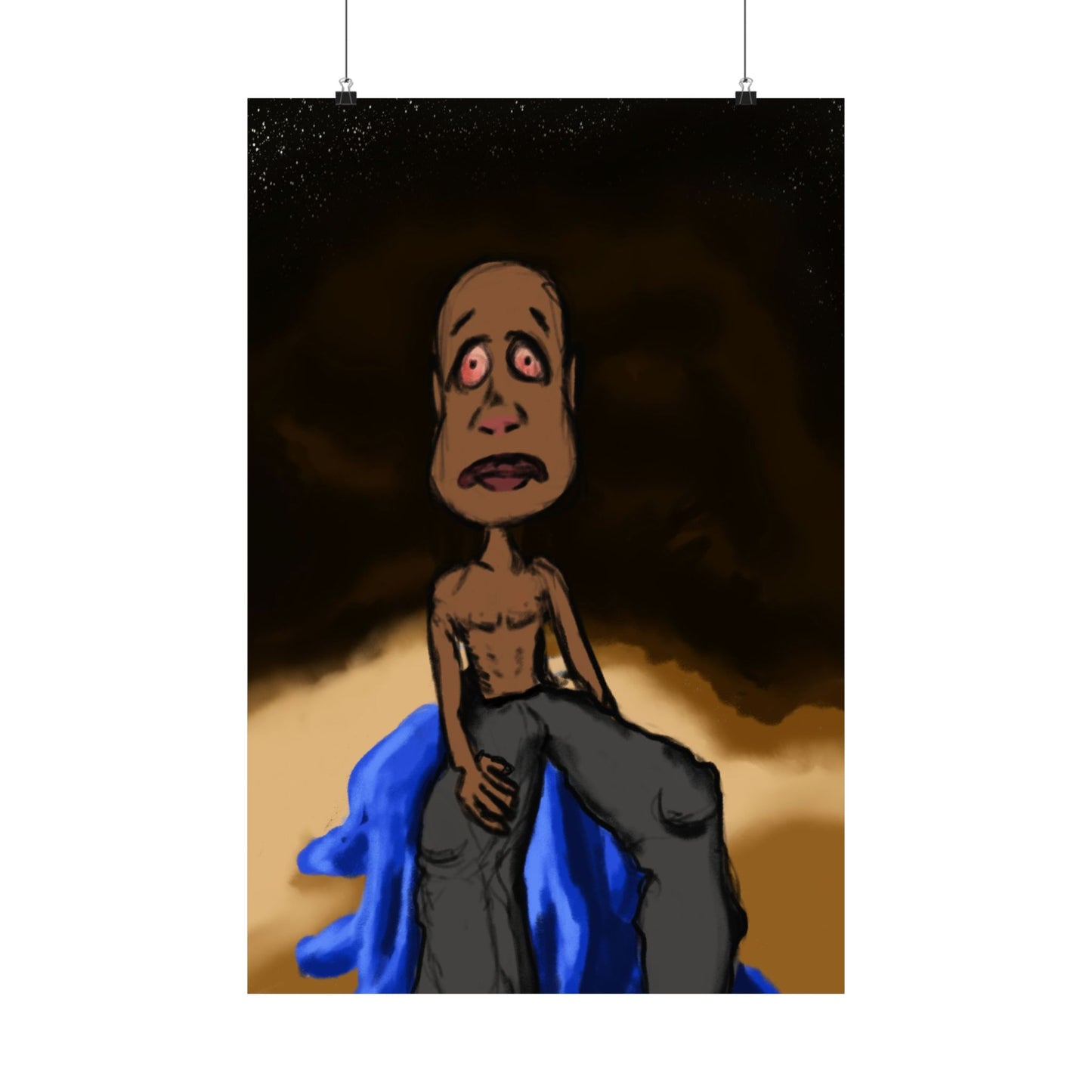 Despair at the Well (Poster) - This matte vertical poster captures a raw, unsettling moment—an expressive figure caught between exhaustion and revel... (View 7)